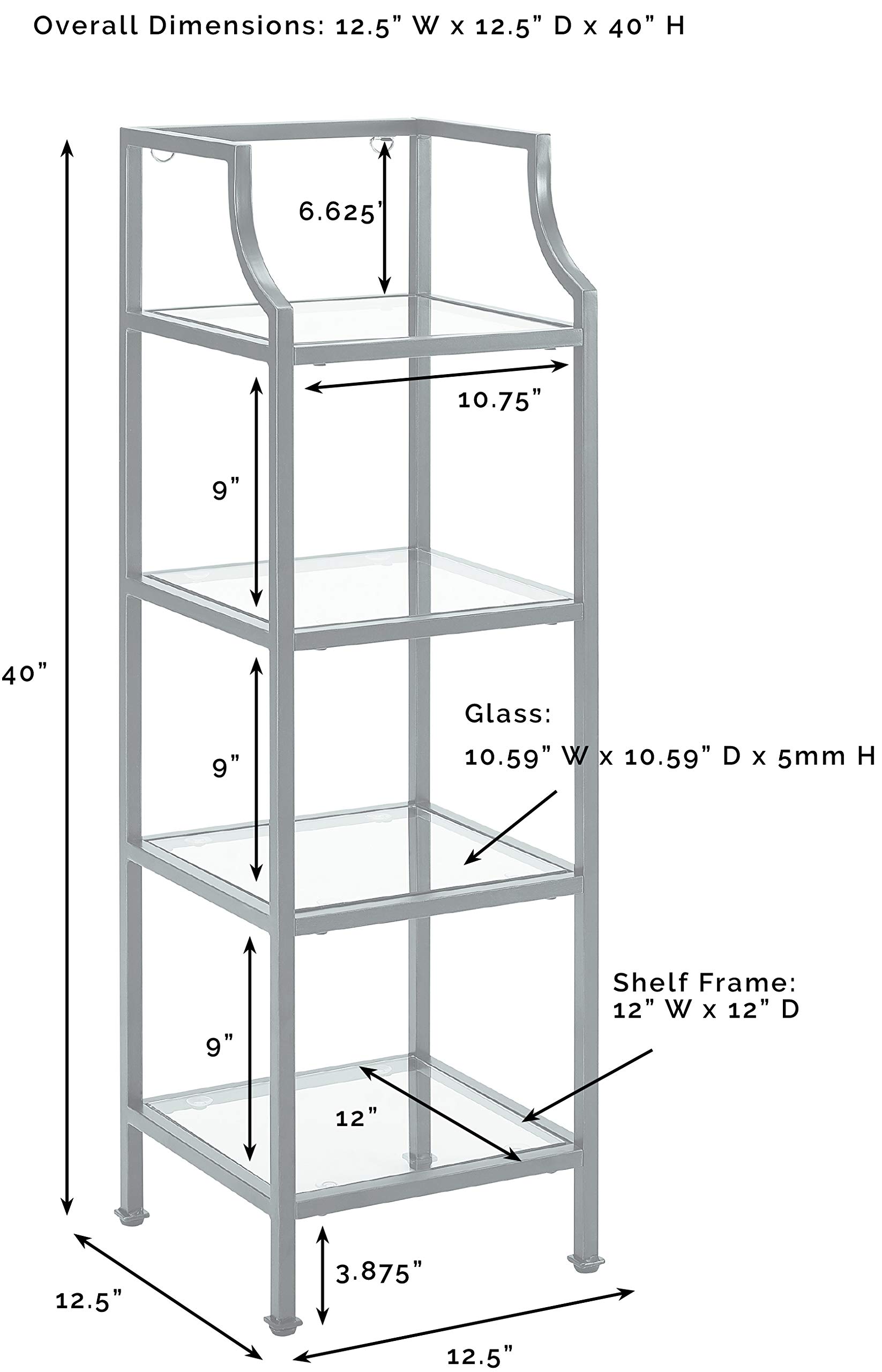 Crosley Aimee Short Bookshelf with Glass Shelves - Small Gold & Glass Bookcase for Home Office, Living Room, Bedroom Storage & Decor