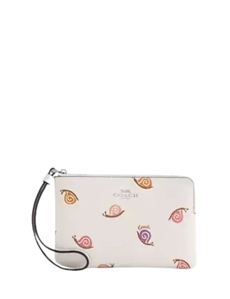 Coach Snail Print Corner Zip Wristlet - Stylish Crossbody Wallet for Women | Perfect for Everyday Use, Travel & Night Out