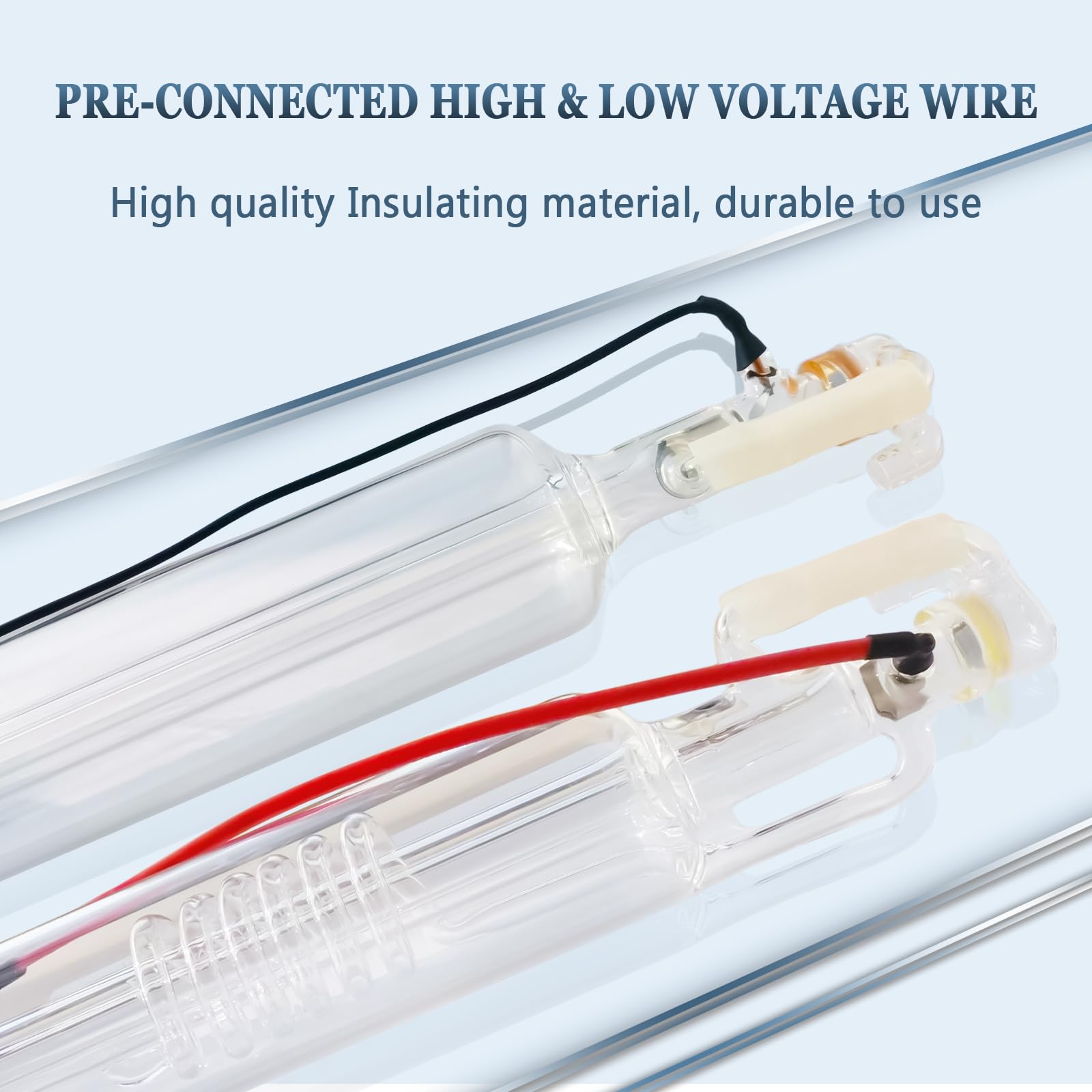 40W CO2 Laser Tube - 700mm Length, 50mm Diameter - High Power Glass Laser Tube with Preconnected Coating Cable for Laser Engraving, Cutting, and Marking (Ideal for DIY Projects, Woodworking, and Industrial Use)