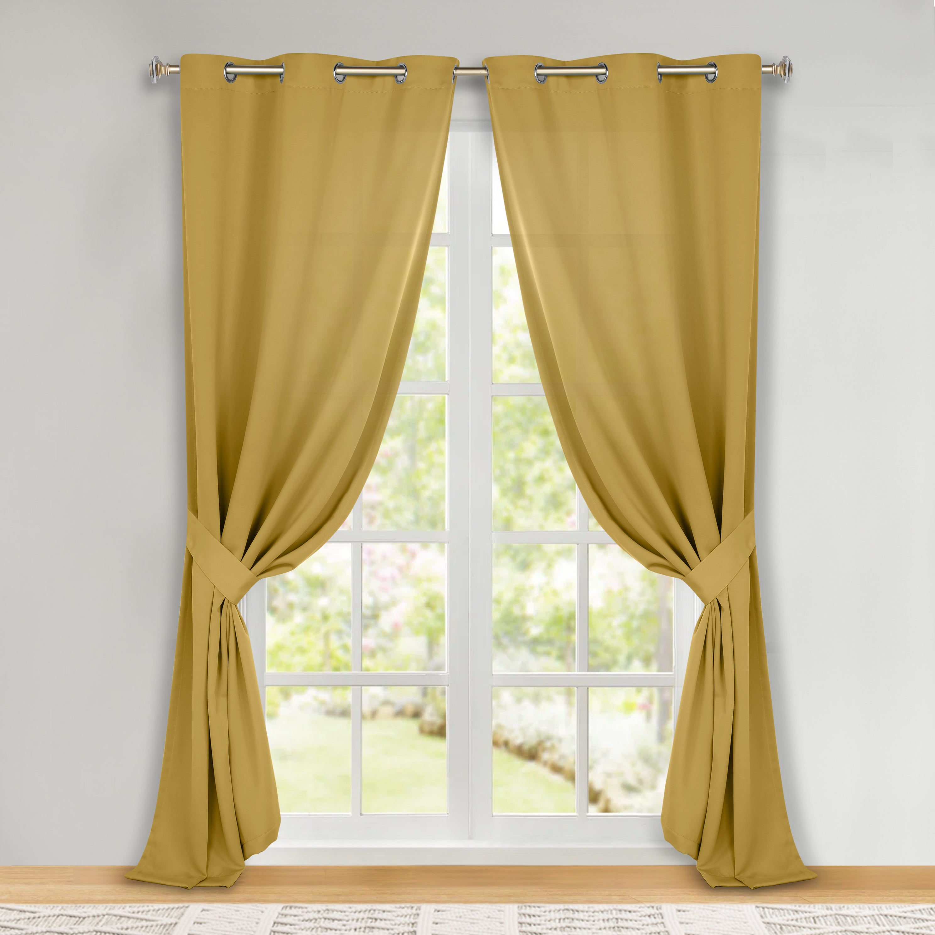 Premium Blackout Curtains Set of 2 - 100% Room Darkening, Machine Washable & Noise Reducing for Bedroom, Nursery & Home Theater