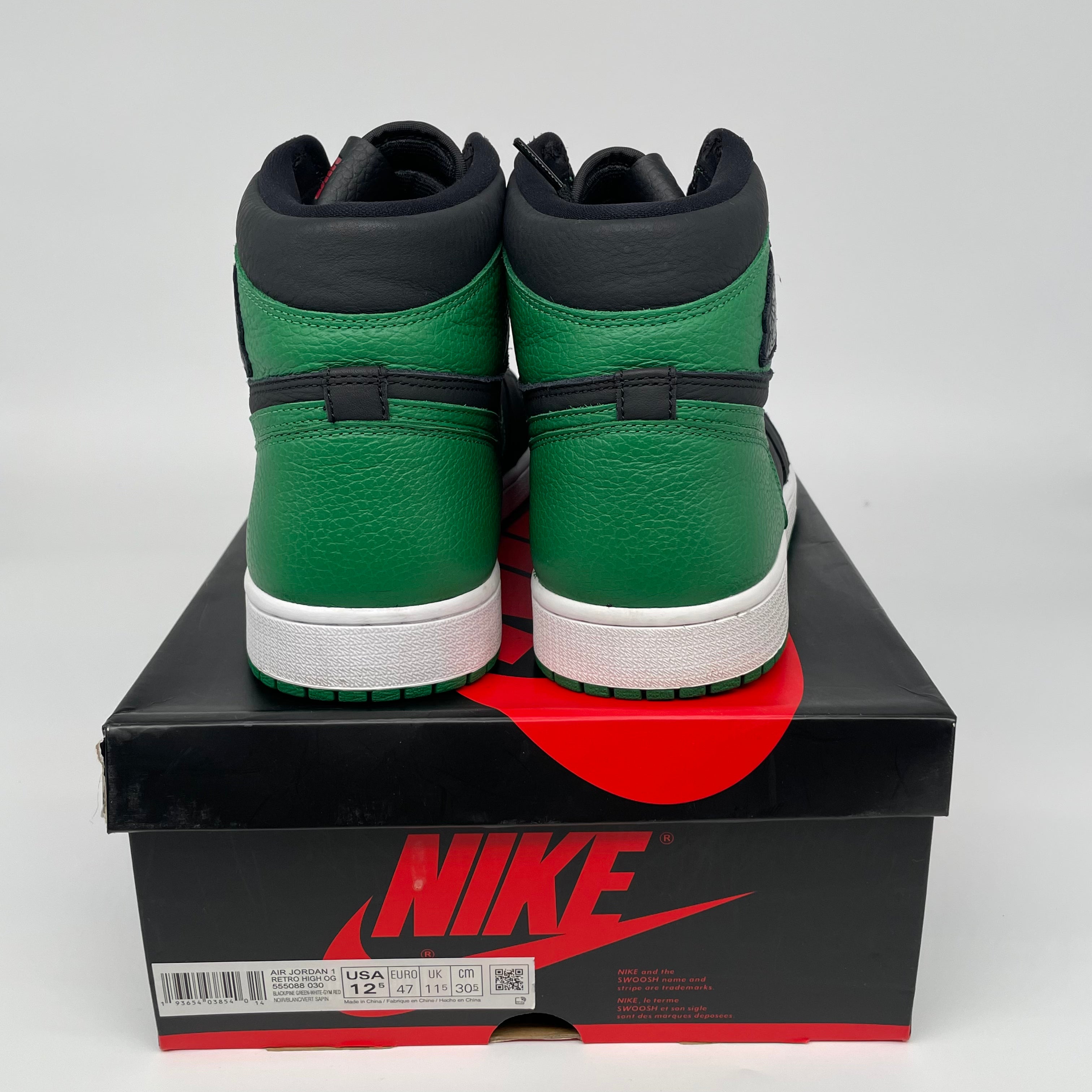 AIR JORDAN 1 PINE GREEN 2.0 Sneakers - Men's Size 12.5 (555088-030) - Retro High OG Basketball Shoes for Streetwear & Casual Outfits