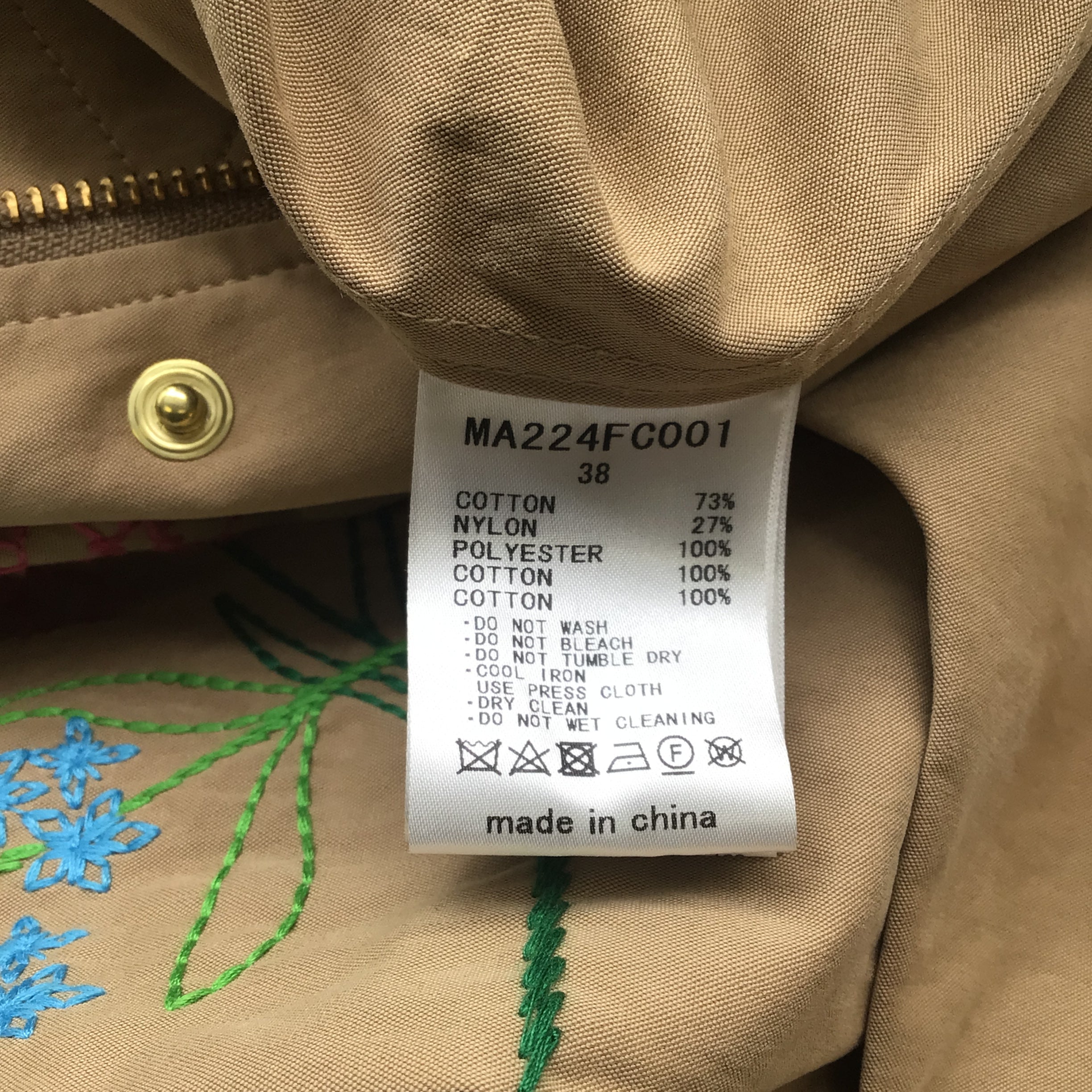 Muveil Beige Multi Floral Embroidered Cotton Trench Coat for Women | Elegant Spring Fall Outerwear | Perfect for Office, Dating & Special Occasions