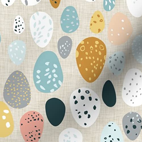 Eggs Fawn Egg Bird Mustard Duck Blue Easter Printed Velvet Fabric by The Yard - Spoonflower Upholstery & Home Decor Fabric for DIY Projects, Curtains, Pillows, and Apparel