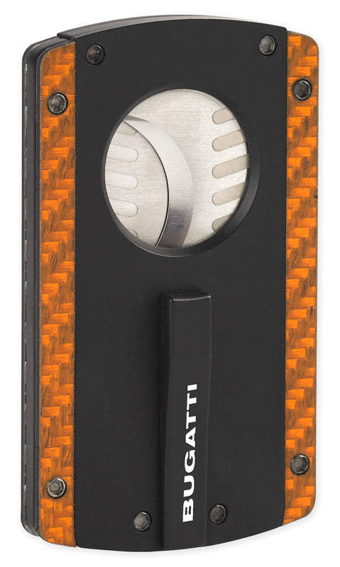 Premium Bugatti Carbon Fiber Cigar Cutter - Black & Orange Design | Luxury Cigar Accessory for Gifts, Parties & Relaxation