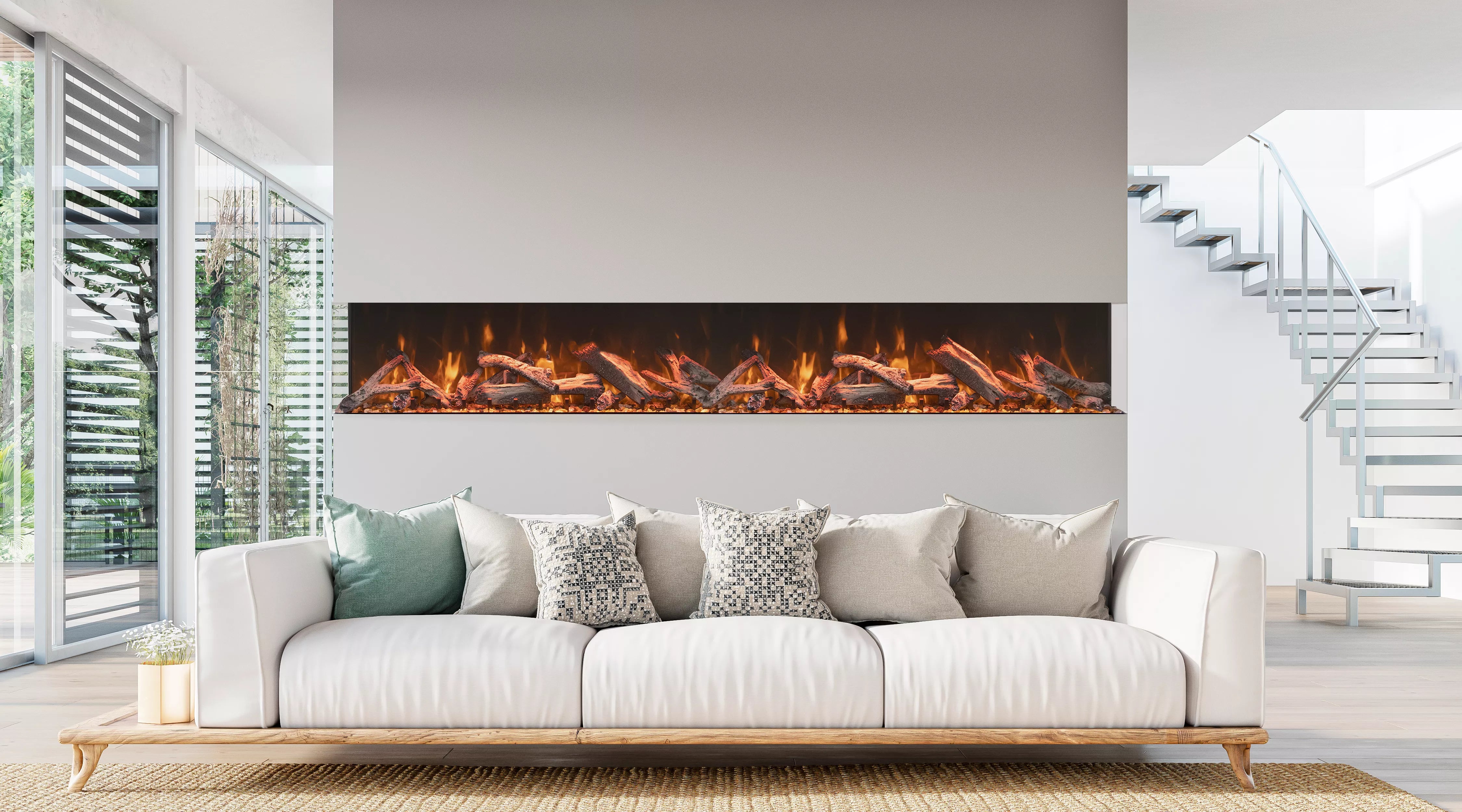 Amantii TRV 55 BESPOKE Tru View 3-Sided Built-In Electric Fireplace - Modern Home Heating Solution for Living Room, Bedroom & Office