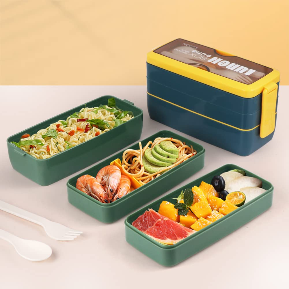 Iteryn 3-in-1 Compartment Bento Box - Eco-Friendly Wheat Straw Lunch Container, Leakproof & Stackable for Meal Prep | Perfect for Office, School, Picnics & Healthy Eating