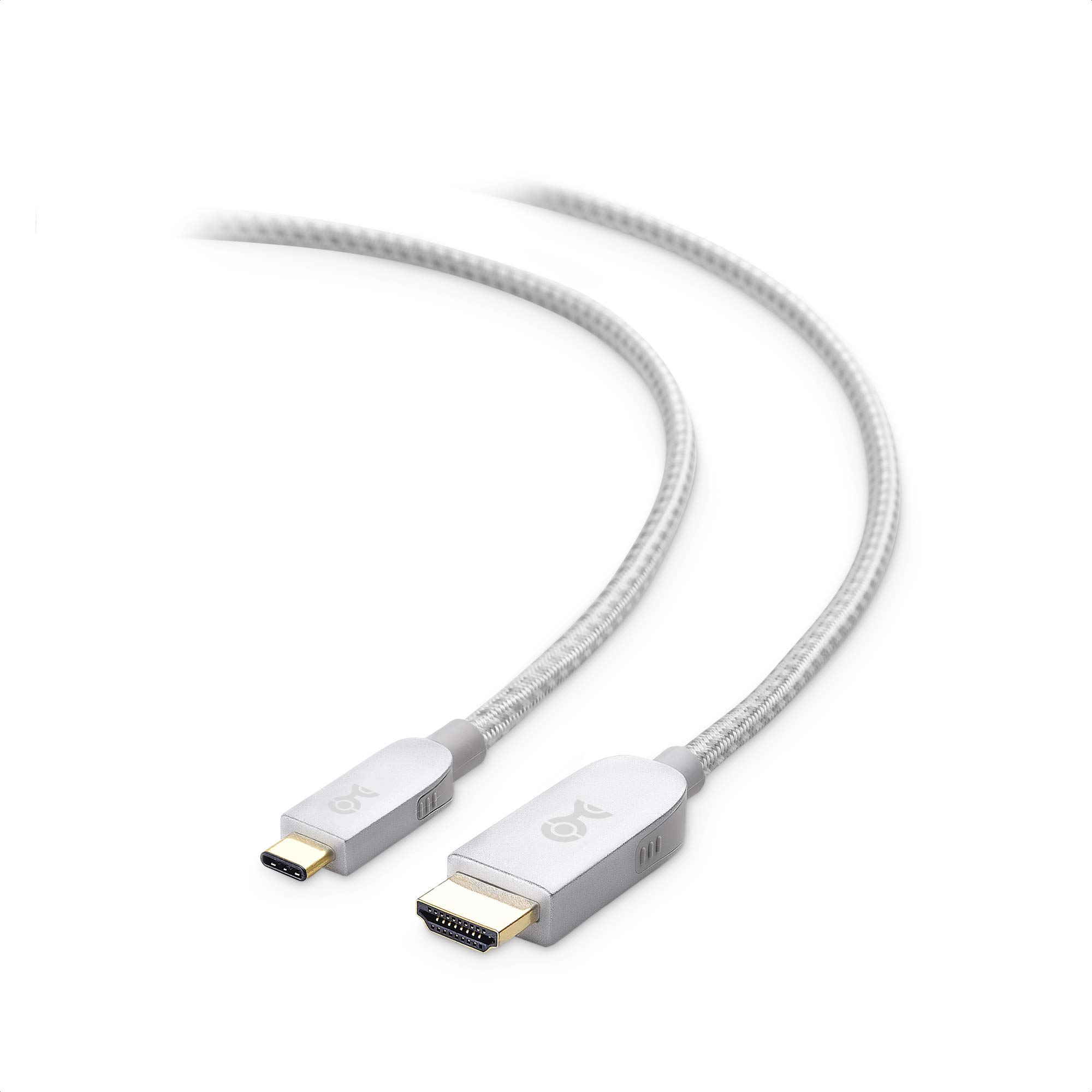 Premium USB-C to HDTV Cable 6ft (4K@60Hz, 3D, Audio) - Frosty Silver | Fast Charging & Video Sync for MacBook, iPad, Samsung TV | Home Theater & Office Setup
