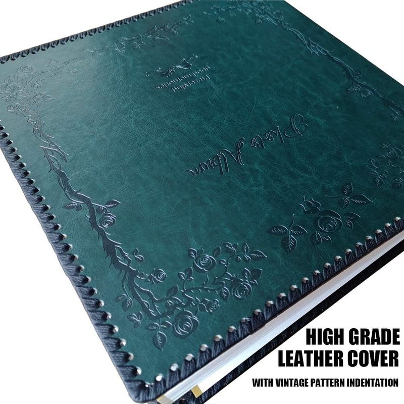 Vintage Leather Photo Album with Self-Adhesive Pages - Scrapbooking, Wedding Memories & Family Photo Preservation