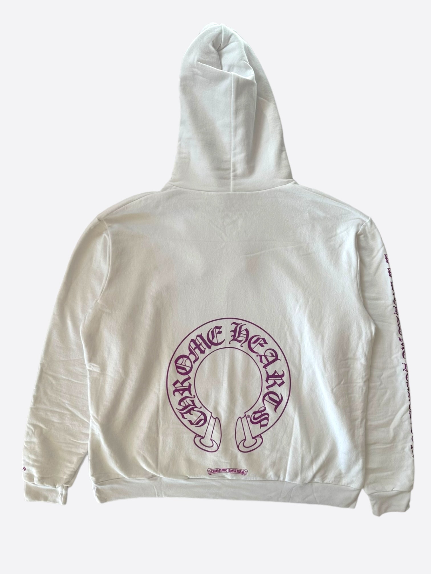 Chrome Hearts White & Pink Glitter Horseshoe Logo Hoodie - Stylish Streetwear for Men & Women | Perfect for Casual Outfits, Concerts, and Fashion Events