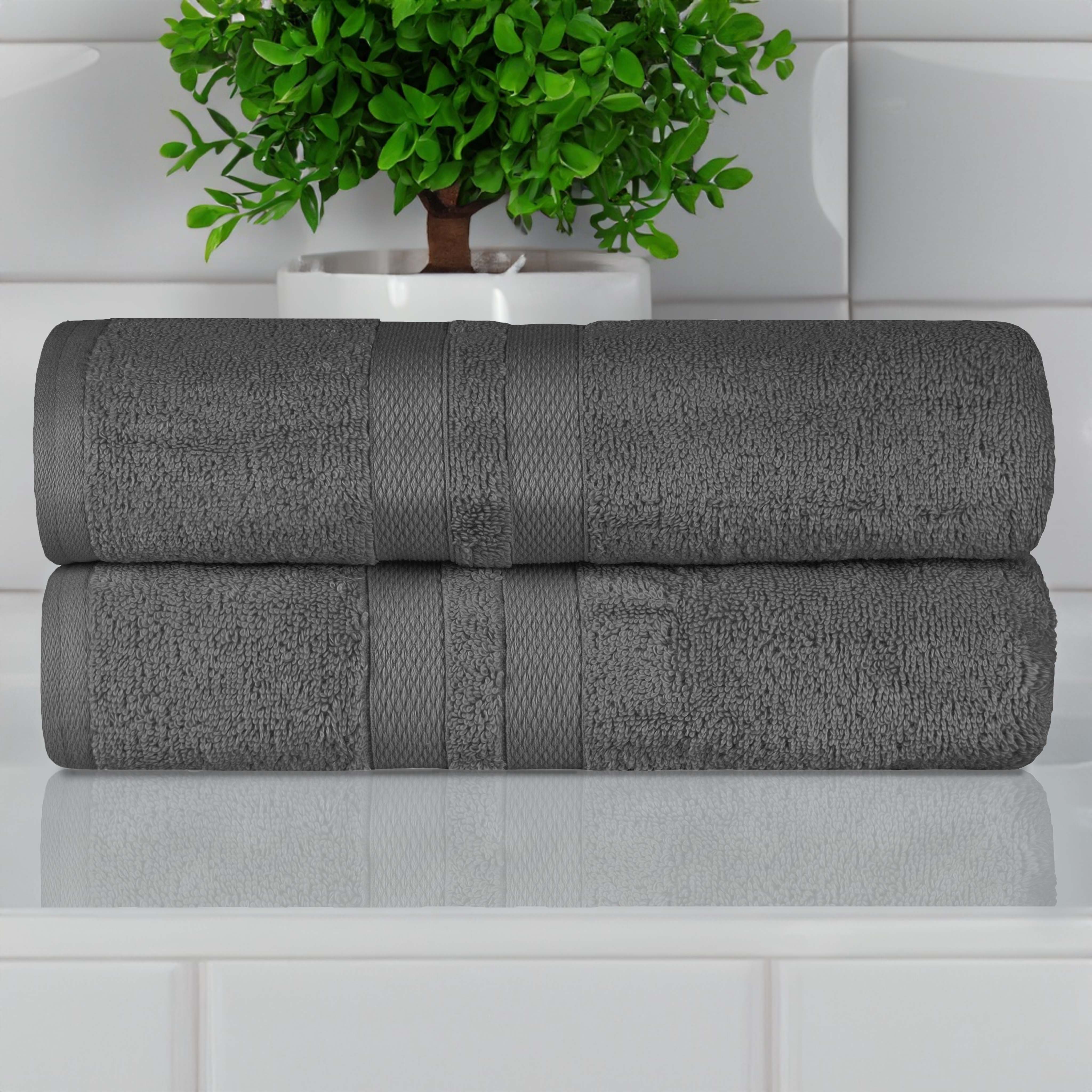 Ultra Soft 100% Cotton Quick Dry Bath Towels Set of 2 - Absorbent & Plush for Bathroom, Spa, Pool, Gym & Beach Use