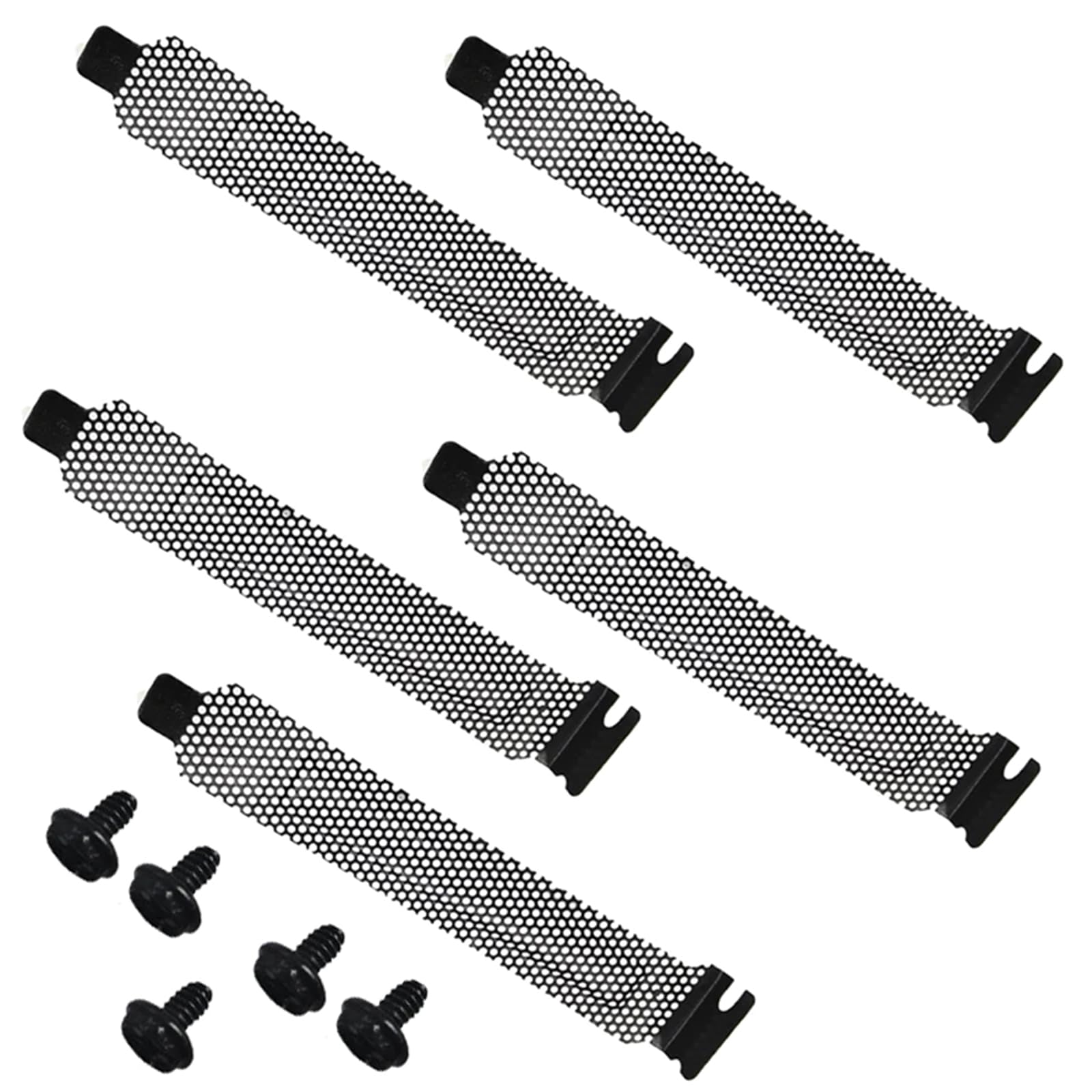 5 Pack Black Computer Dust Strips with Screws - PCI Slot Covers for PC Case & Graphics Card Dust Protection - Ideal for Gaming Rigs, Workstations & Home Office Computers