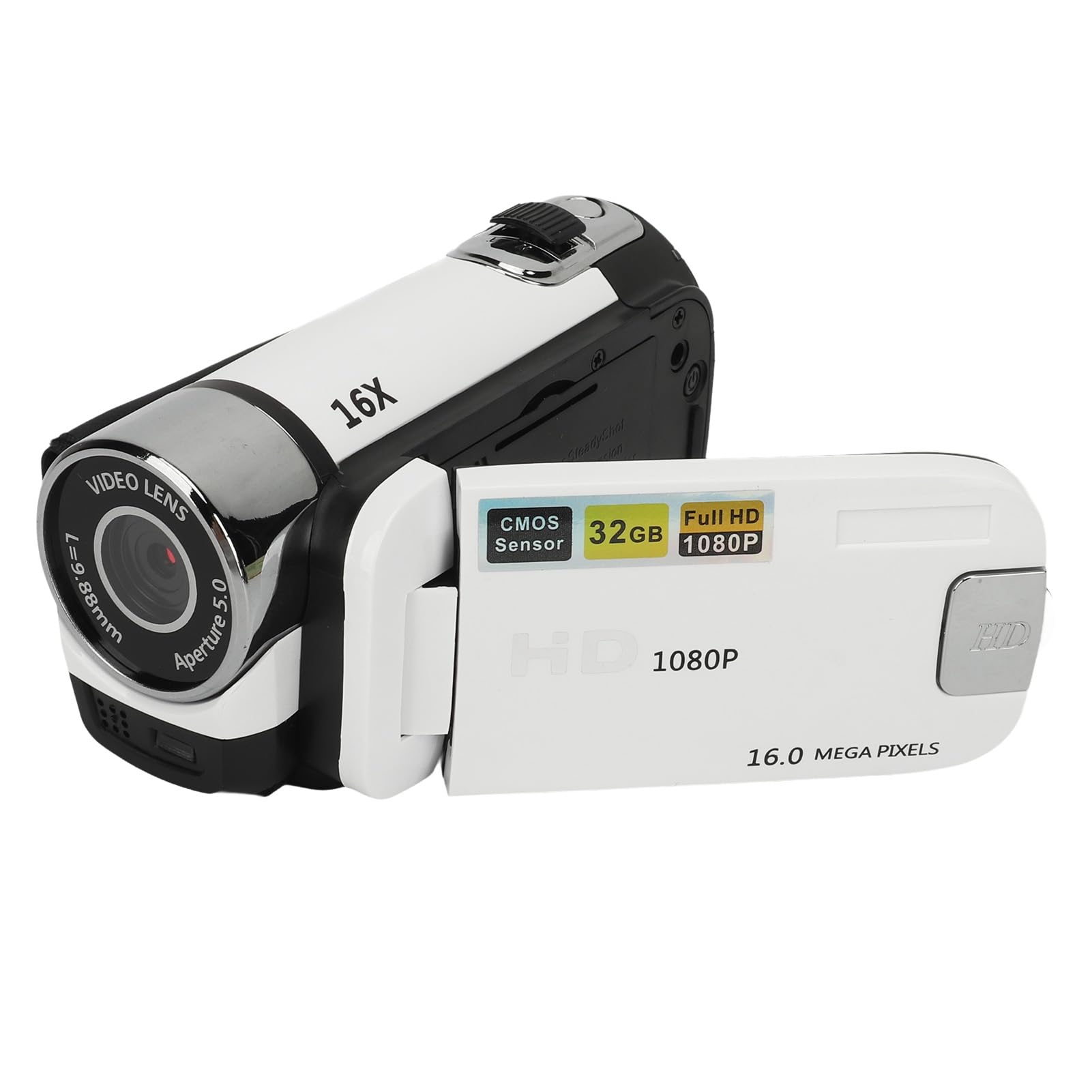 16MP Digital Camera with Rotating LCD Screen & Fill Light - HD Video Recorder for Baby Growth, Vlogging, Travel Photography (White) - Perfect for Capturing Precious Moments, Family Events and Content Creation