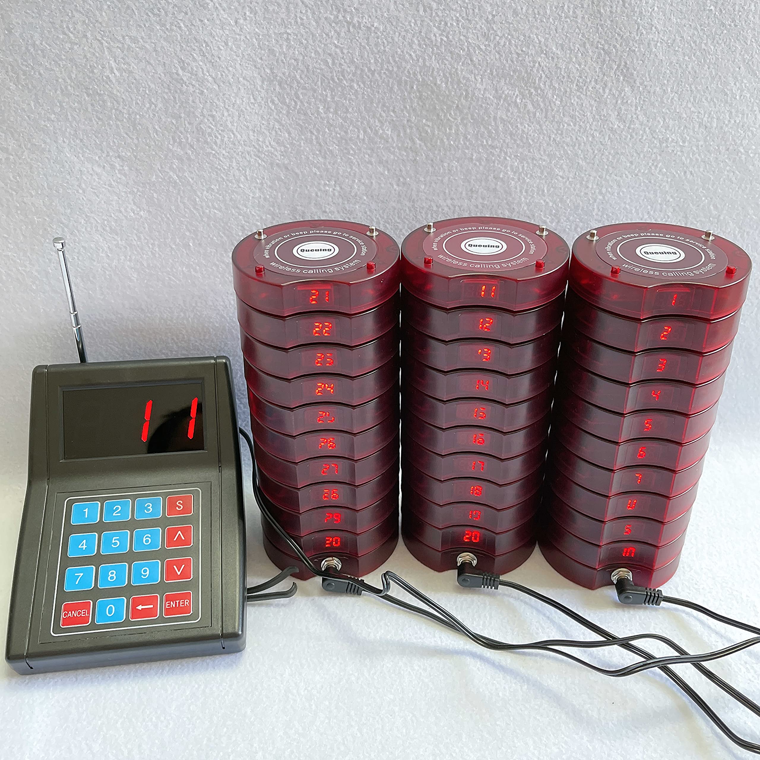 30 Coaster Pagers + 1 Keypad Wireless Paging System for Restaurants, Churches & Offices – Efficient Guest & Waiter Communication for Busy Dining, Events & Food Trucks