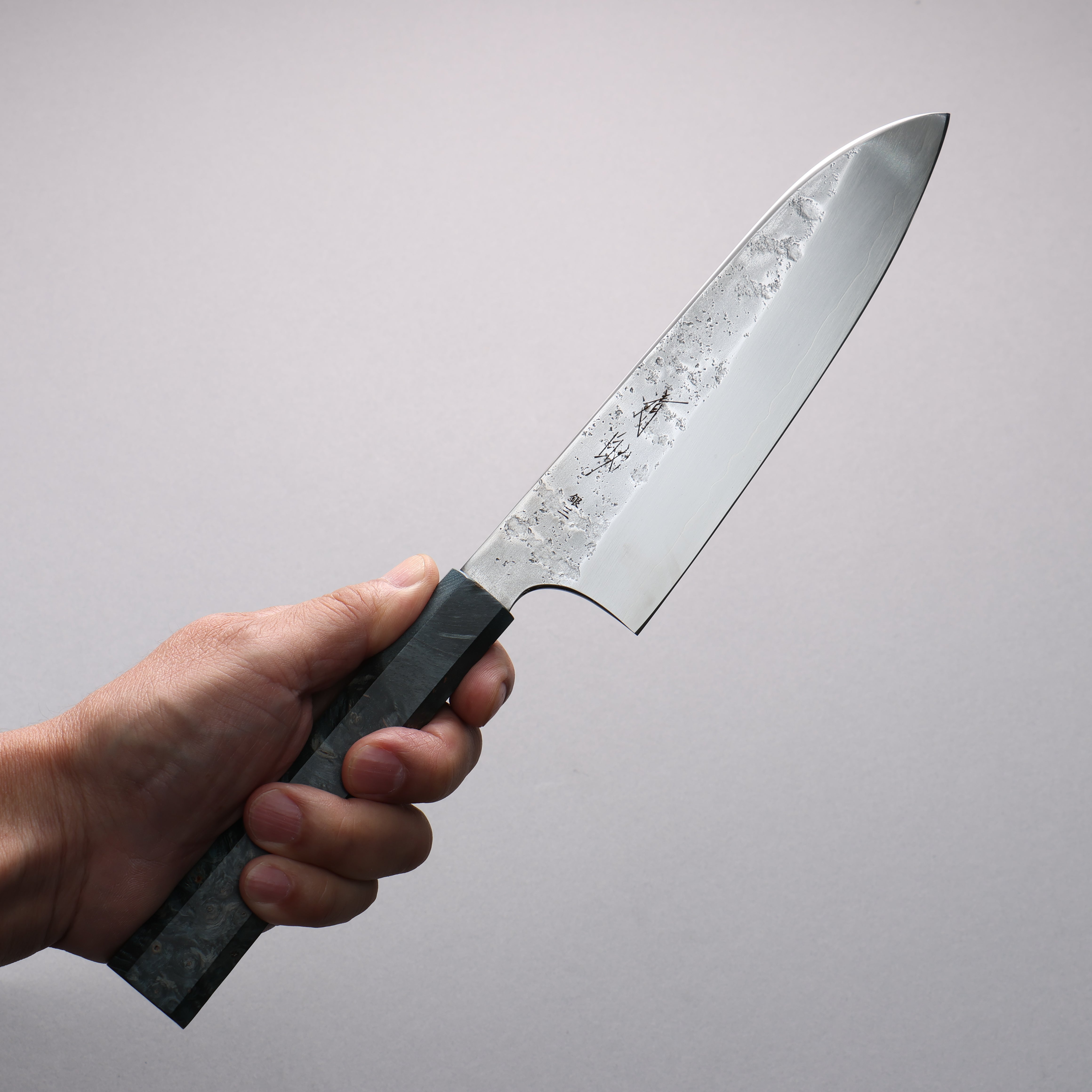 Seisuke Silver Steel No.3 Nashiji Santoku Knife 180mm with Stabilized Wood Handle - Premium Japanese Kitchen Knife for Slicing, Dicing & Chopping Vegetables, Meat & Fish