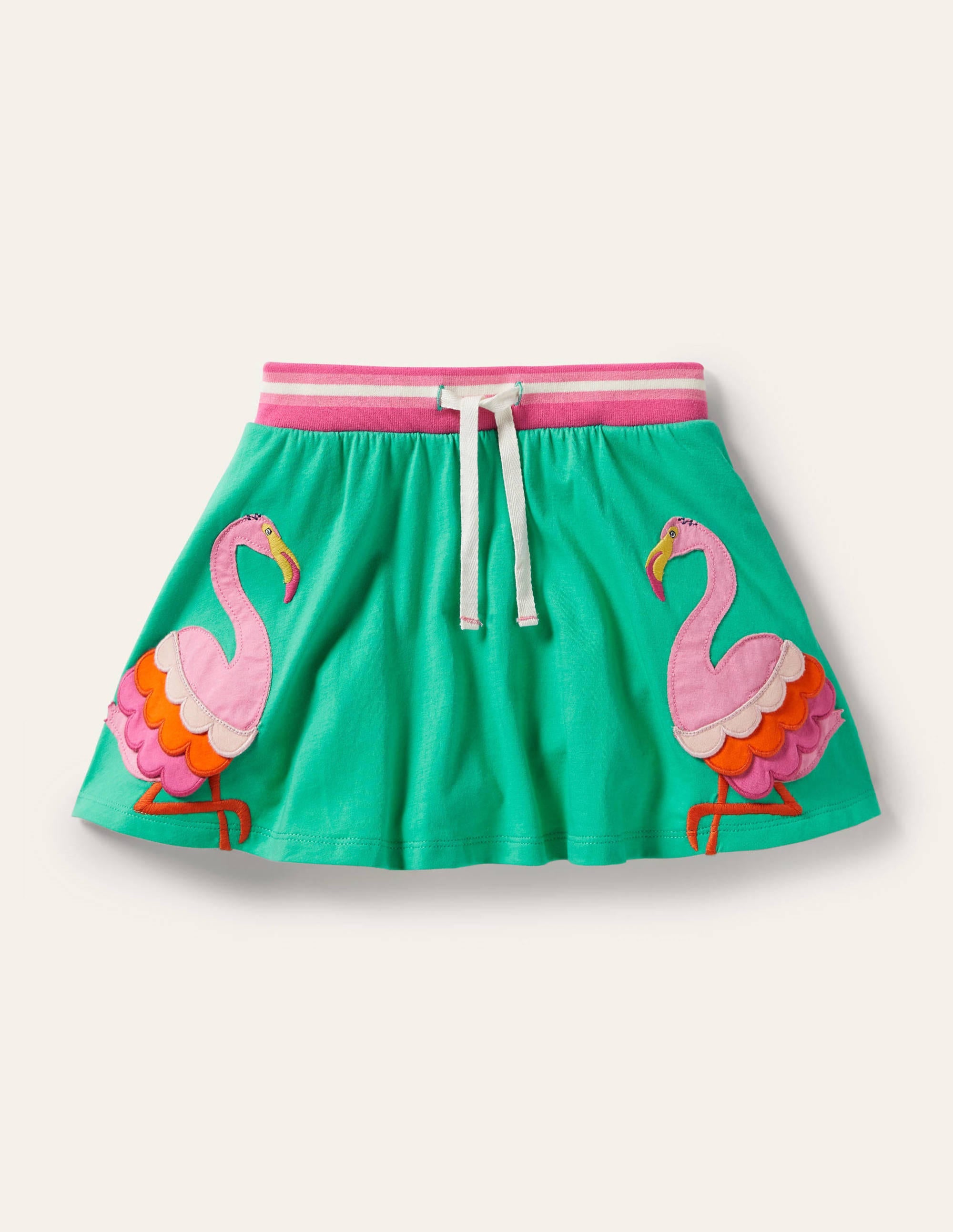 Tropical Green Flamingo Applique Jersey Skort for Women - Casual Summer Skirt Shorts for Beach, Vacation, and Outdoor Activities