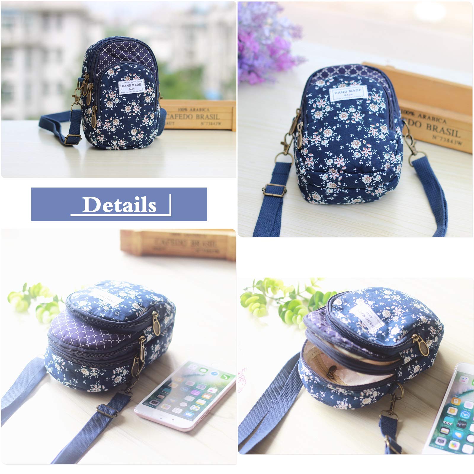 Floral Crossbody Purse for Women & Girls, Mini Canvas Shoulder Bag - Cute Casual Handbag for School, Travel & Everyday Use