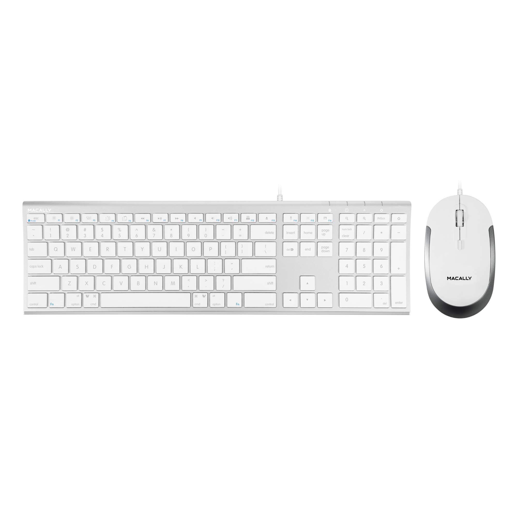 Macally USB C Keyboard and Wired Mouse Combo for MacBook - Ergonomic USB-C Keyboard with Numeric Keypad & Silent Click Mouse for MacBook Pro/Air, iMac - Perfect for Office Work, Home Computing & Mac Gaming