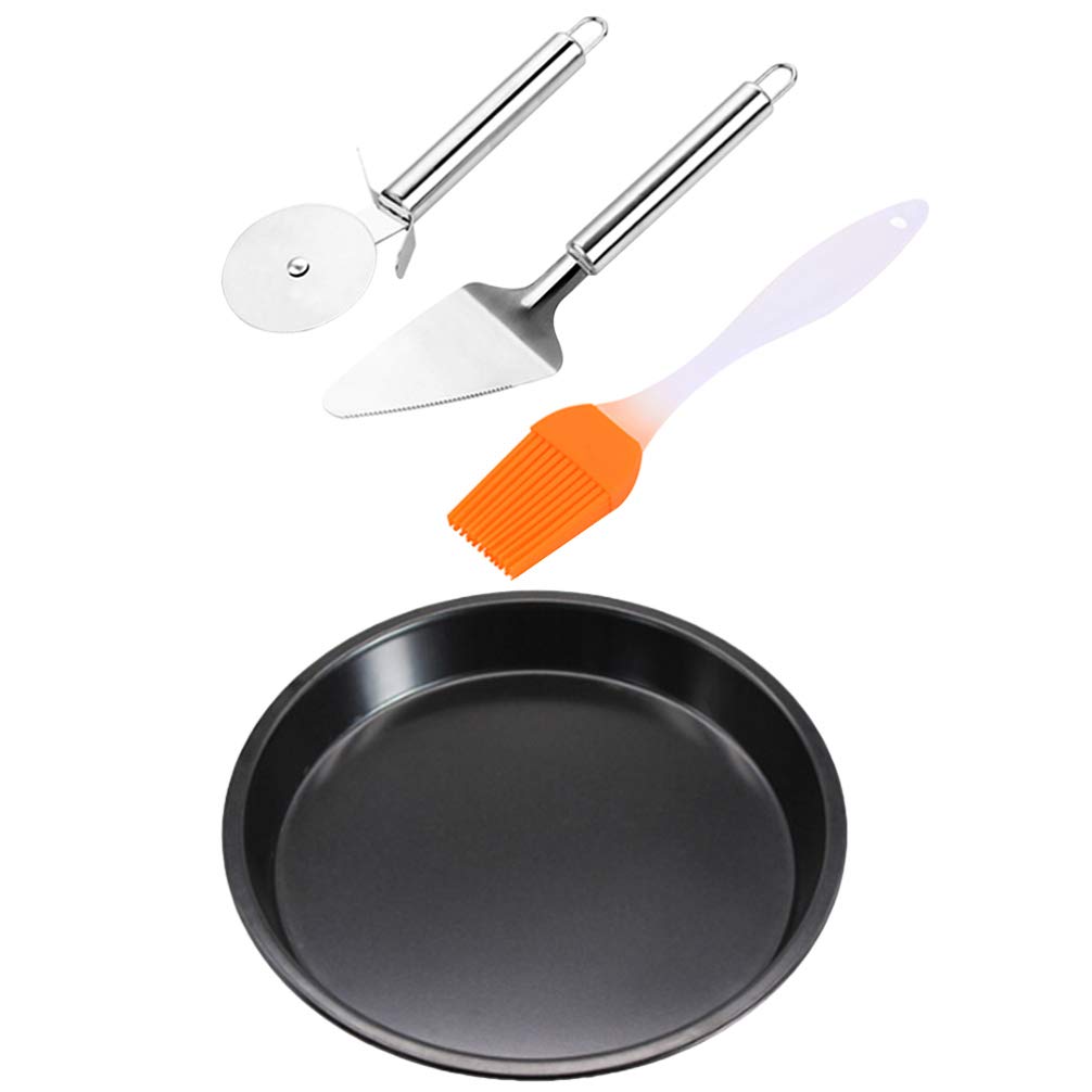 YARNOW 4-Piece Pizza Baking Tool Set - Nonstick Pizza Pan, Spatula, Cutter & Oil Brush - Essential Pizza Making Supplies for Home Kitchen & Restaurant | Perfect for Homemade Pizza Nights & Professional Pizza Preparation