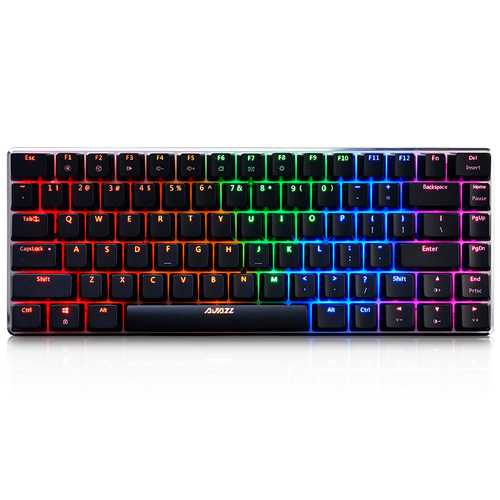 AJazz AK33 82-Key RGB Backlit Wired Mechanical Gaming Keyboard with Detachable USB Cable - Perfect for PC, Mac, PS4, Xbox Gaming & Office Typing