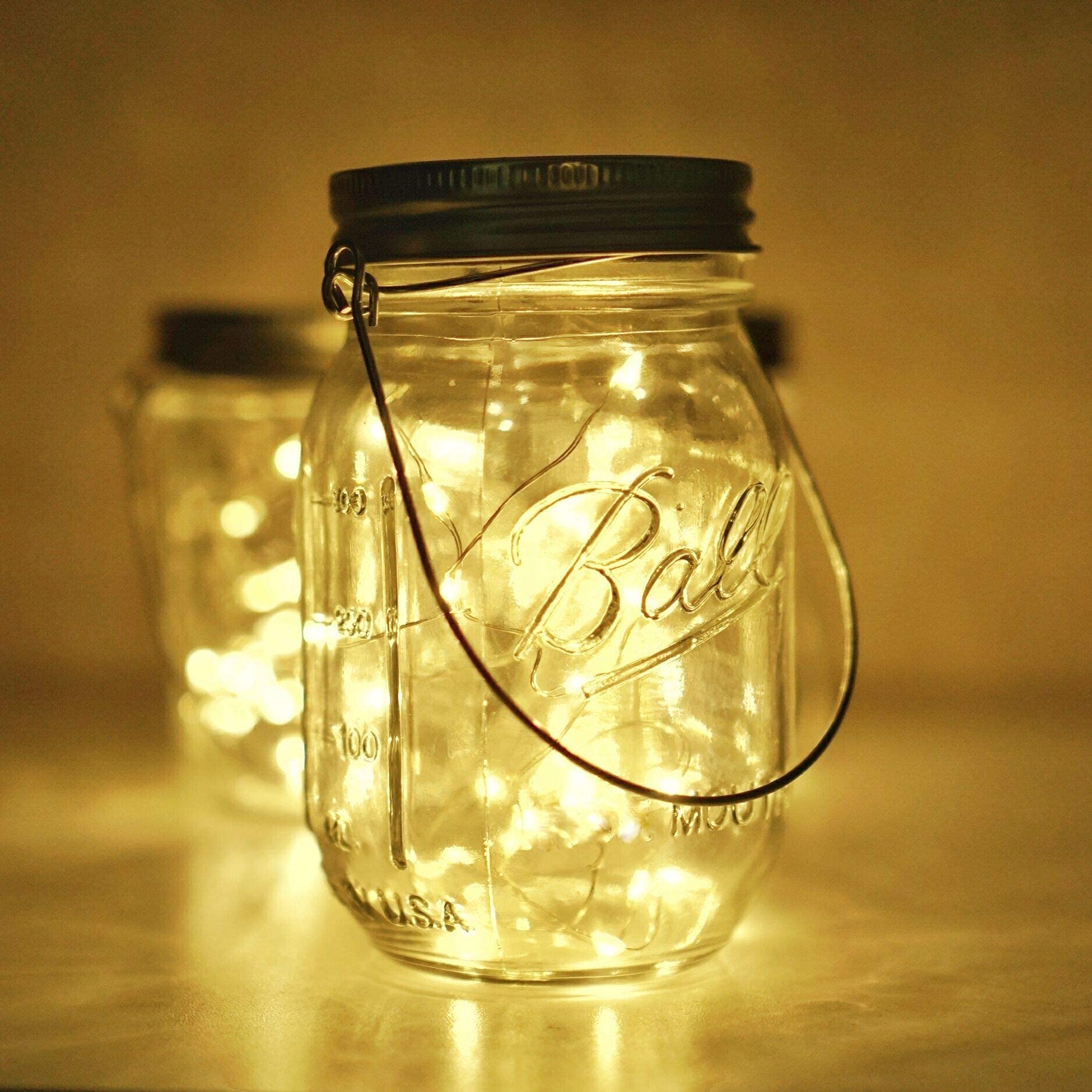 12 Pack Solar Mason Jar Lights - 30 LED Waterproof Lid Lights with Hangers (No Jar Included) - Warm White Fairy Firefly Outdoor String Lights for Regular Mason Jars - Perfect for Patio, Yard, Garden, Wedding & Party Decorations - Solar Powered for Eco-Friendly Outdoor Lighting