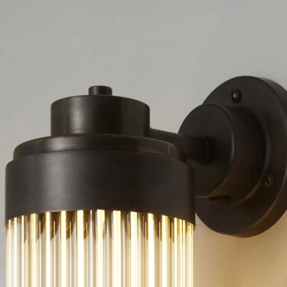 Modern Black Ribbed Glass Wall Light - Waterproof Outdoor Sconce for Porch, Patio, Garden & Entryway Lighting | Durable & Weather-Resistant