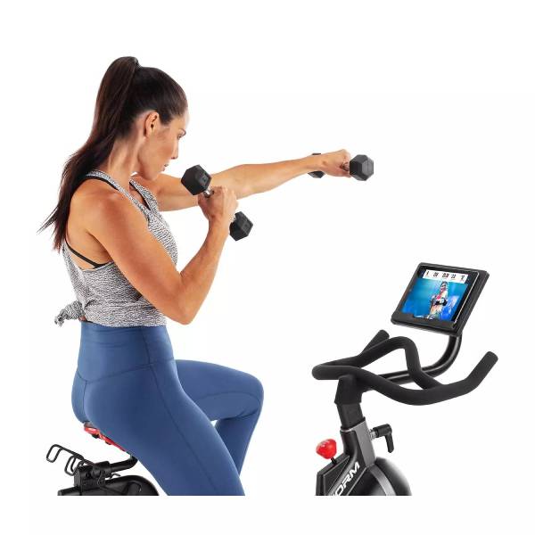ProForm Sport CX Stationary Exercise Bike with 3 Lb. Dumbbells - Home Gym Cardio Workout Equipment for Indoor Cycling & Strength Training