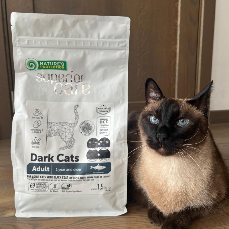 Premium Adult Dark Cats Dry Food with Herring – High Protein Grain-Free Cat Food for All Breeds – Ideal for Indoor & Outdoor Cats