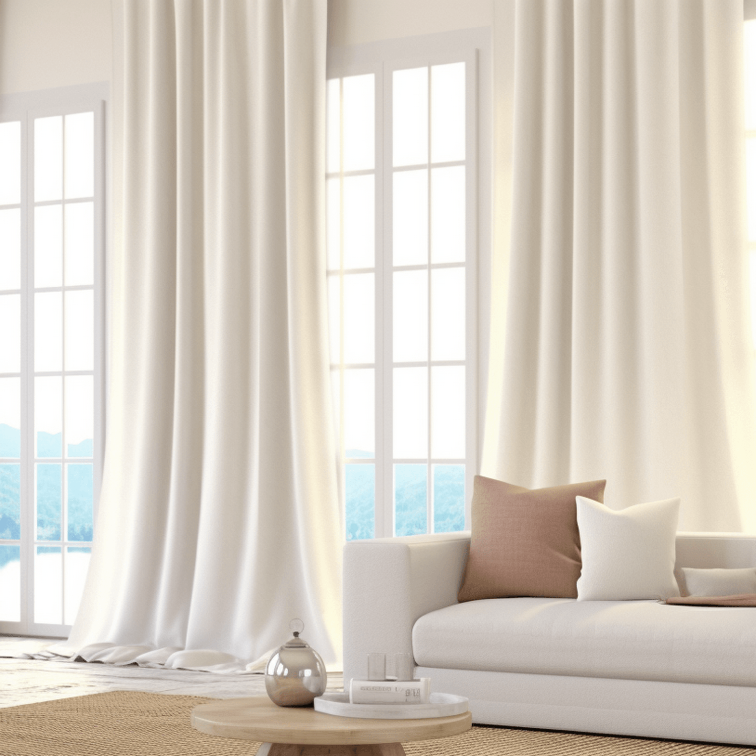 Magnolia Off White Italian Faux Linen Custom Curtains - Elegant Window Treatments for Living Room, Bedroom & Dining Room