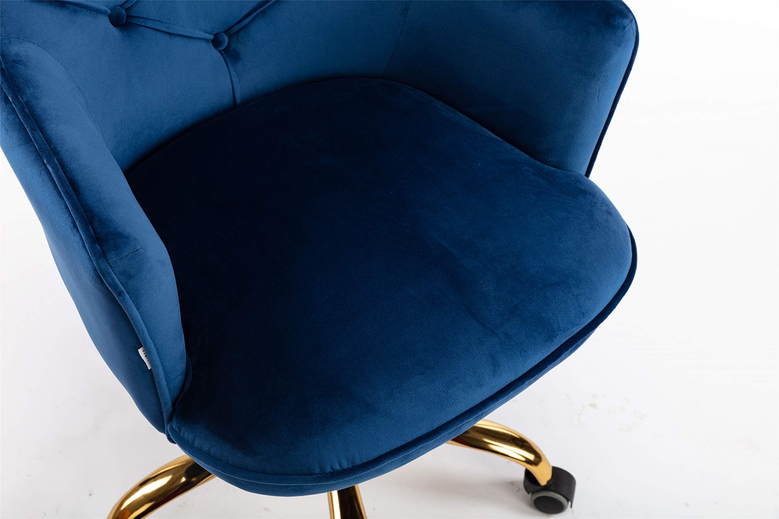 Luxury HomVent Velvet Office Chair with Tufted Back - Adjustable Swivel Desk Chair with Golden Metal Base for Home Office, Bedroom & Living Room | Perfect for Work, Study & Relaxation