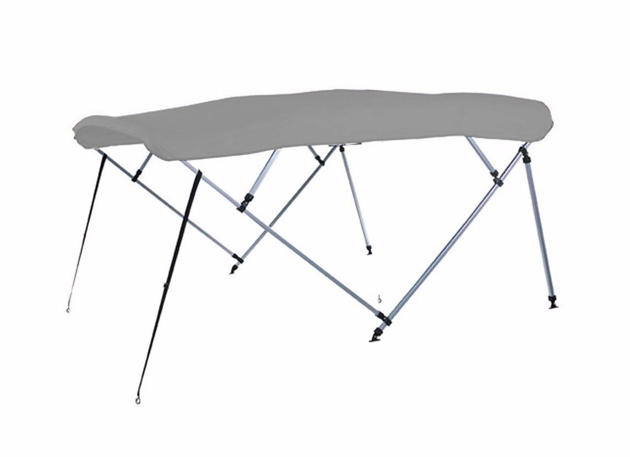 7.6 oz Gray 4 Bow Square Tube Boat Bimini Top with Running Light Cutout - Sun Shade Canopy Compatible with Tracker/Bass Tracker/Suntracker Party Barge 24 XP3 (2016-2017 Models) - Perfect for Fishing, Cruising and Water Sports Protection