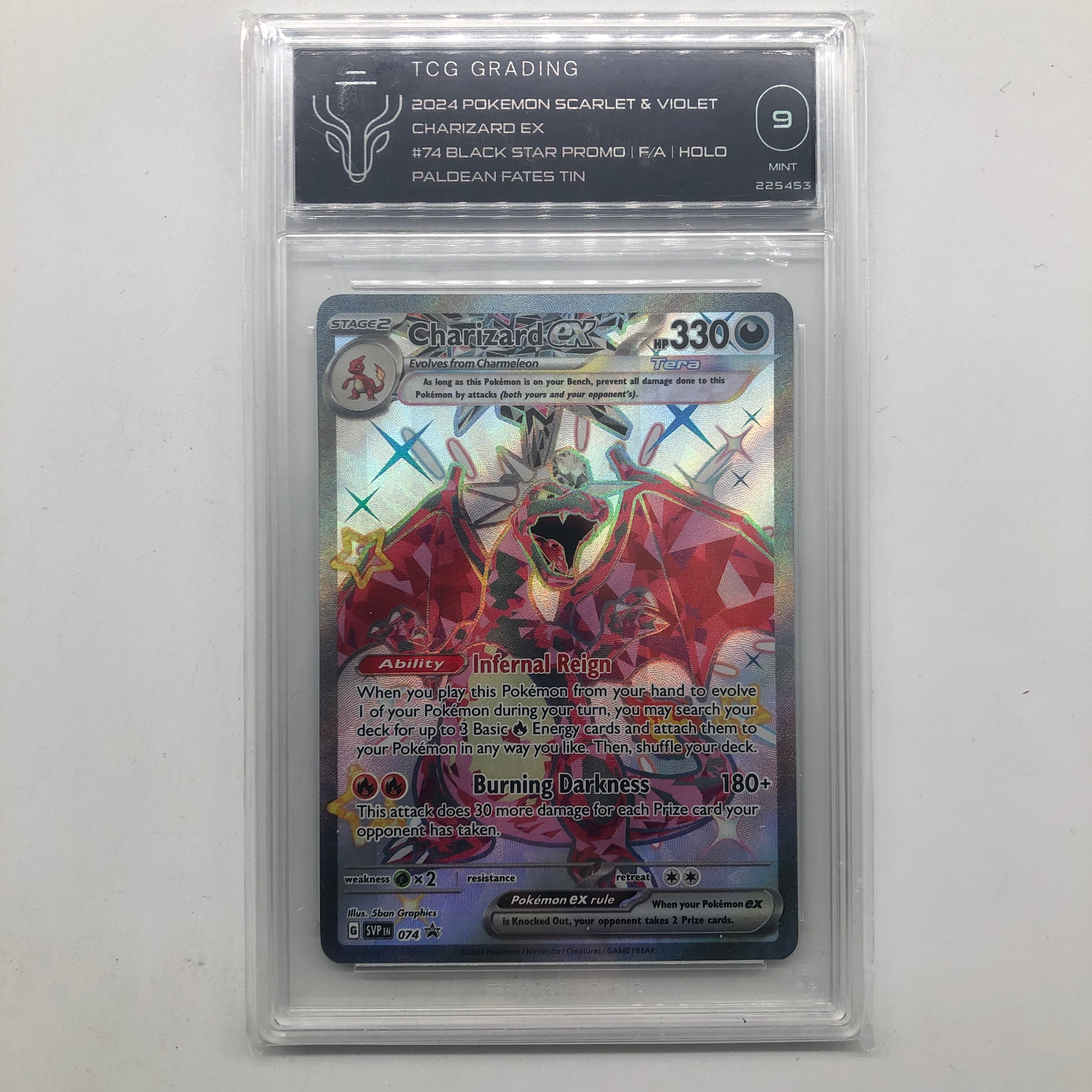 Charizard EX Pokemon Card SVP 074 - PSA Graded 9 - Scarlet & Violet Black Star Promo TCG - Rare Collectible for Trading Card Game Enthusiasts & Pokemon Fans - Perfect for Display, Investment & Competitive Play