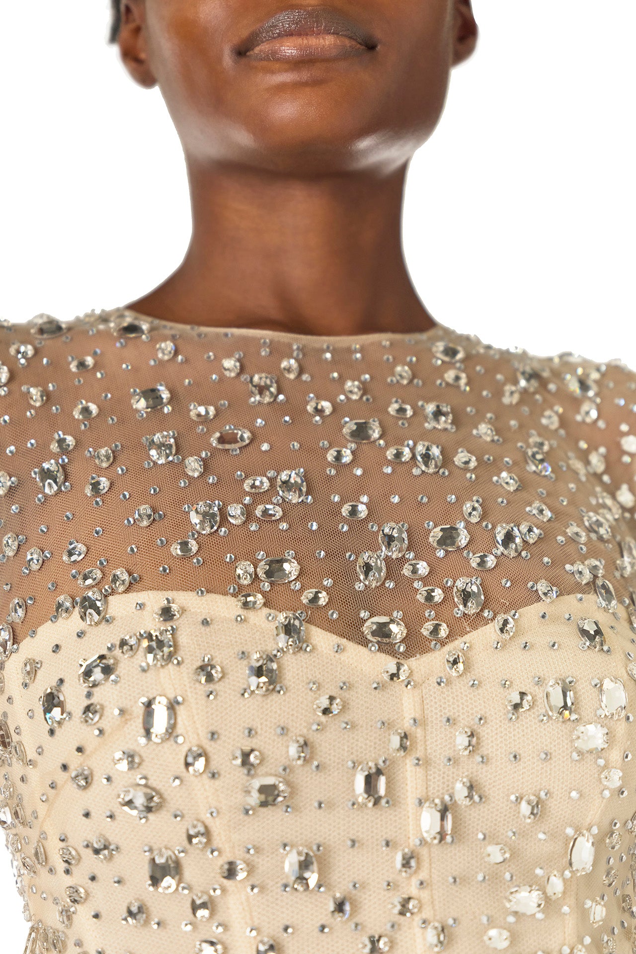 Elegant Crystal Embroidered Illusion Evening Gown - Perfect for Prom, Wedding, and Formal Events