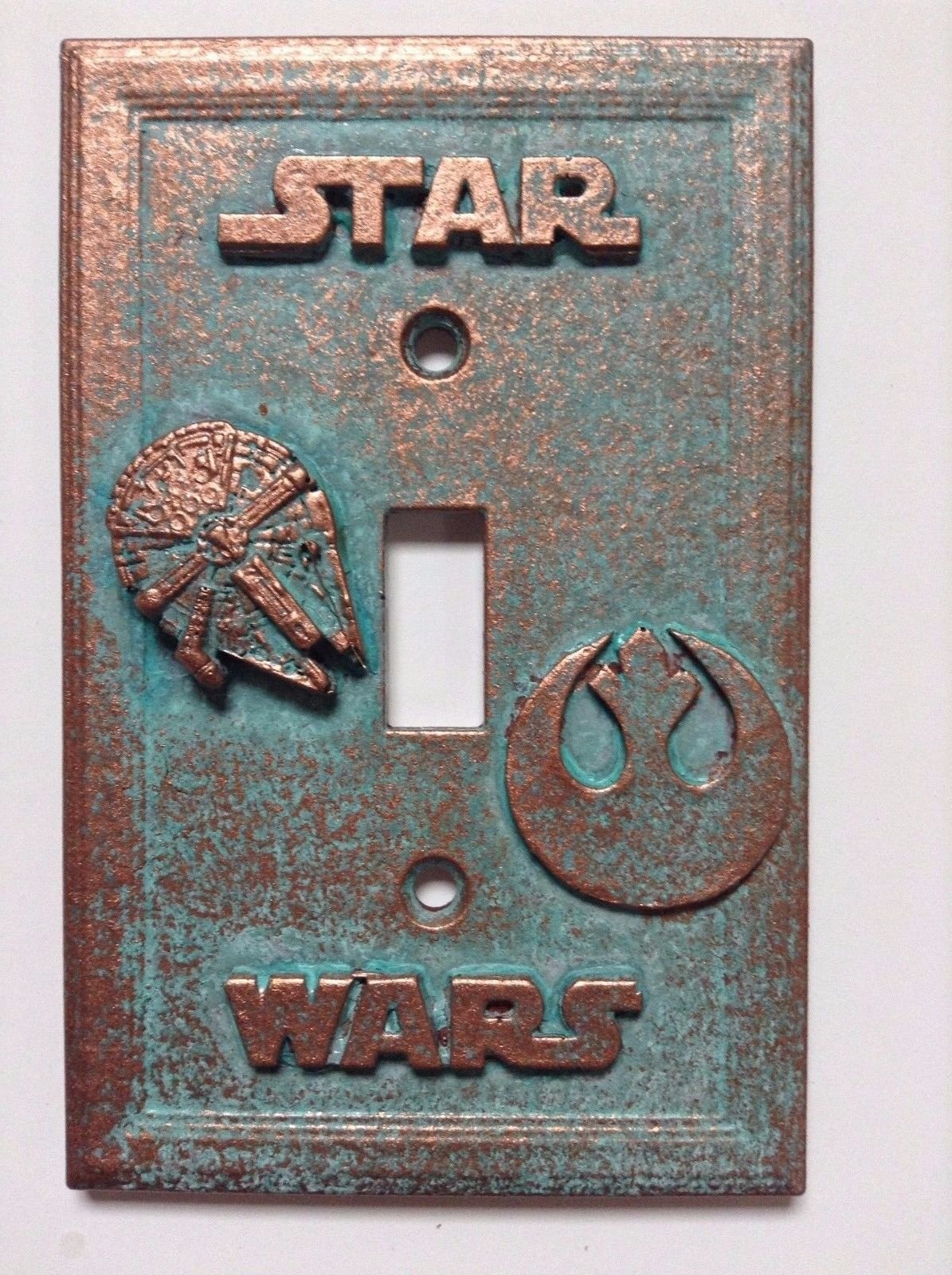 Star Wars Themed Custom Light Switch Cover - Stone, Copper & Patina Finish | Unique Home Decor for Living Room, Bedroom & Office