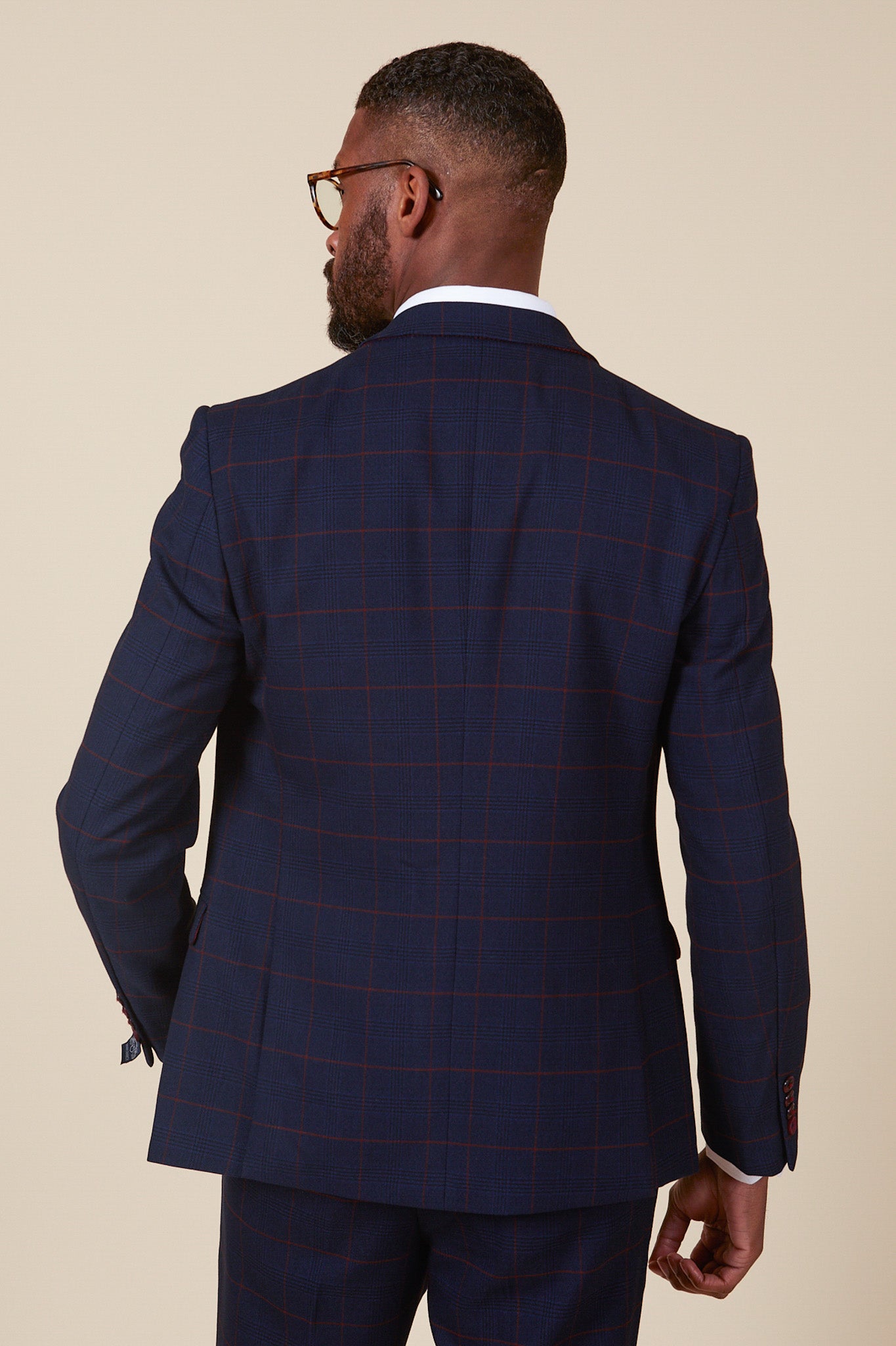 EDINSON Navy Wine Check Blazer for Men - Stylish Casual Business Jacket with Checkered Pattern - Perfect for Office, Weddings & Formal Events