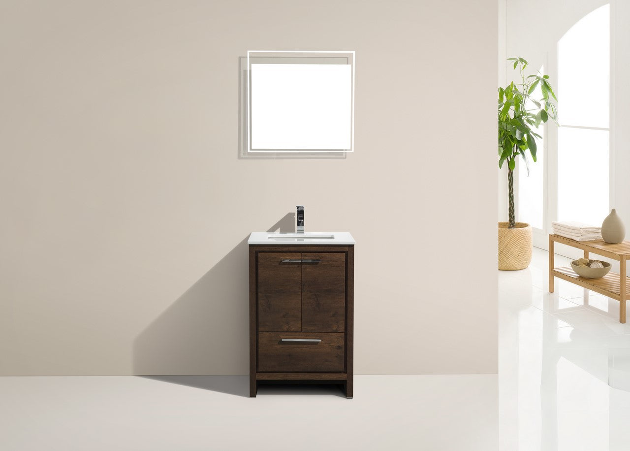Modern Rosewood Bathroom Vanity with Quartz Countertop - Floor Standing Contemporary Vanity for Master Bath, Guest Bath & Powder Room