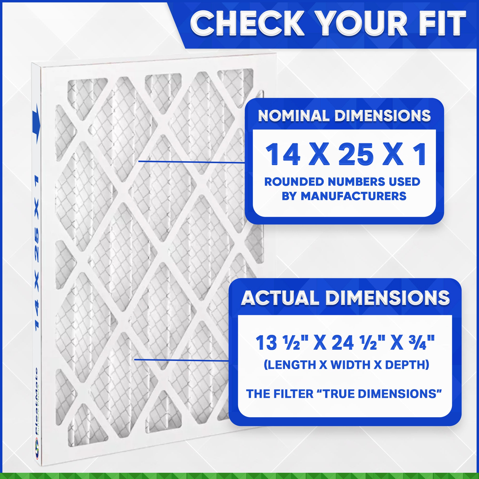 14x25x1 MERV 8 Pleated Air Filters - Case of 12 | High Efficiency Furnace & AC Filters for Home, Office & Commercial Use | Dust, Pollen & Allergen Reduction