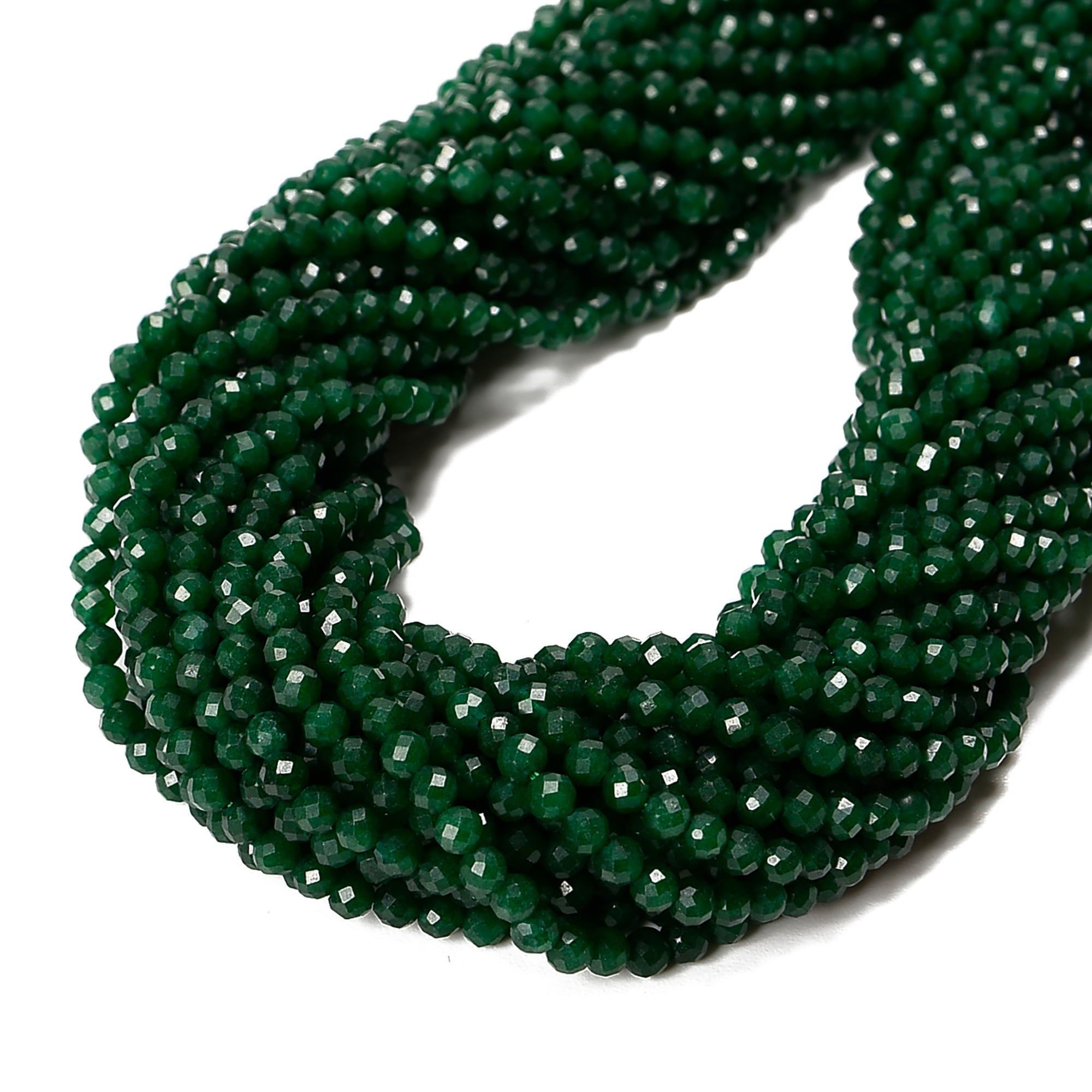 Natural Emerald Green Jade Faceted Round Beads 4mm - 15.5 Inch Strand for Jewelry Making, DIY Bracelets & Necklaces - Perfect for Beading, Crafting & Gift Giving