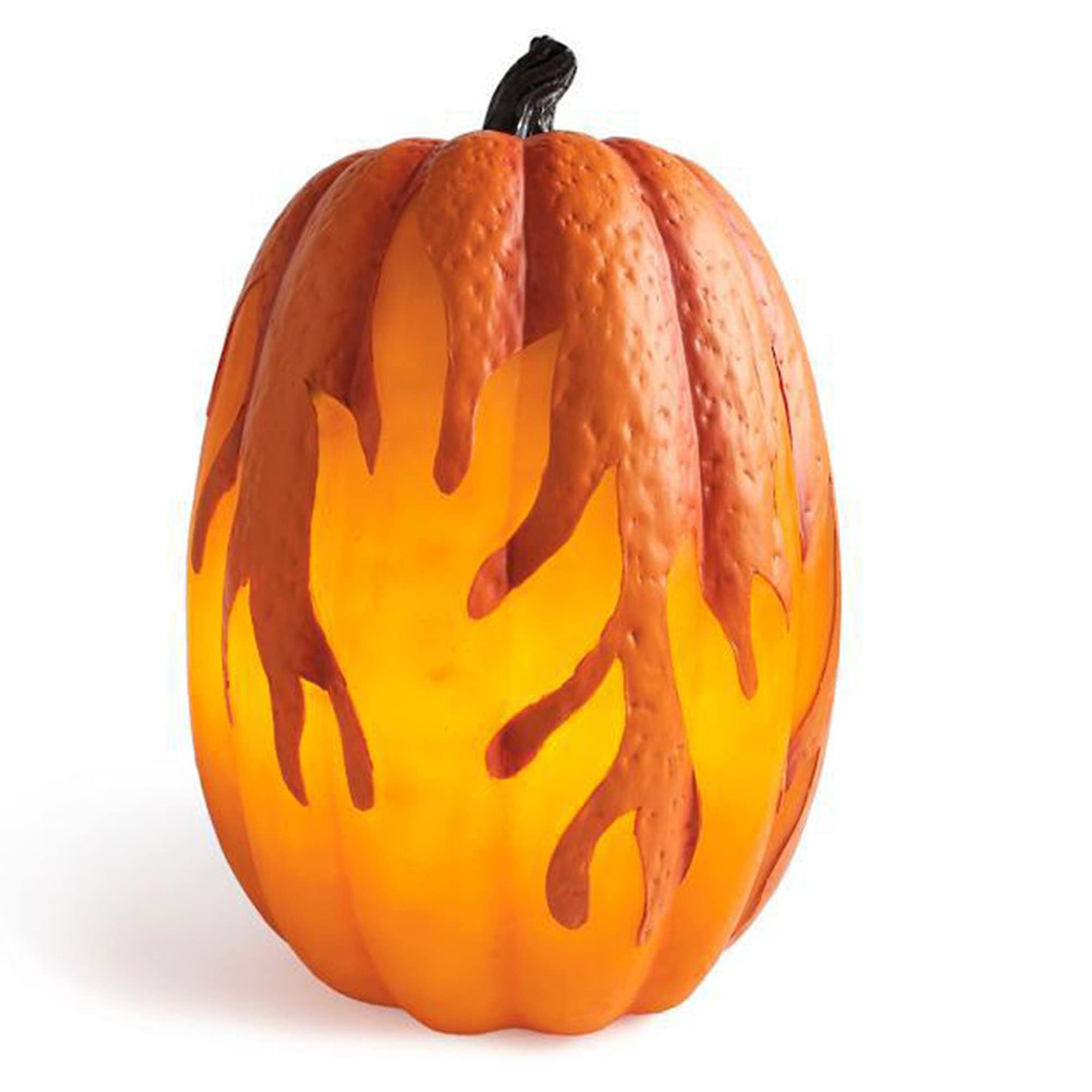 LED Halloween Pumpkin Lantern with Realistic Flame Effect - Battery Operated Night Light for Indoor/Outdoor Decor - Perfect for Halloween Party, Yard, Home, and Ghost Themed Events (25x15cm) - Spooky Ambiance for Trick-or-Treating & Haunted House Decorations
