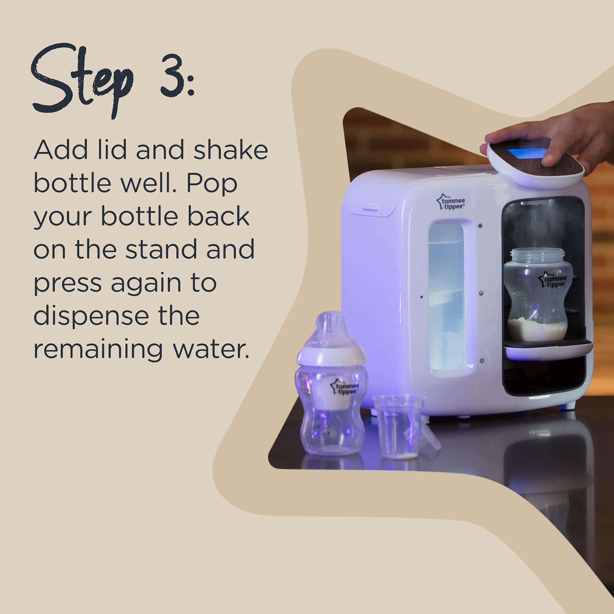 Tommee Tippee Perfect Prep Day & Night Baby Bottle Maker Machine - Digital Display & Adjustable Volume - White - Ideal for Night Feedings & On-the-Go Parents