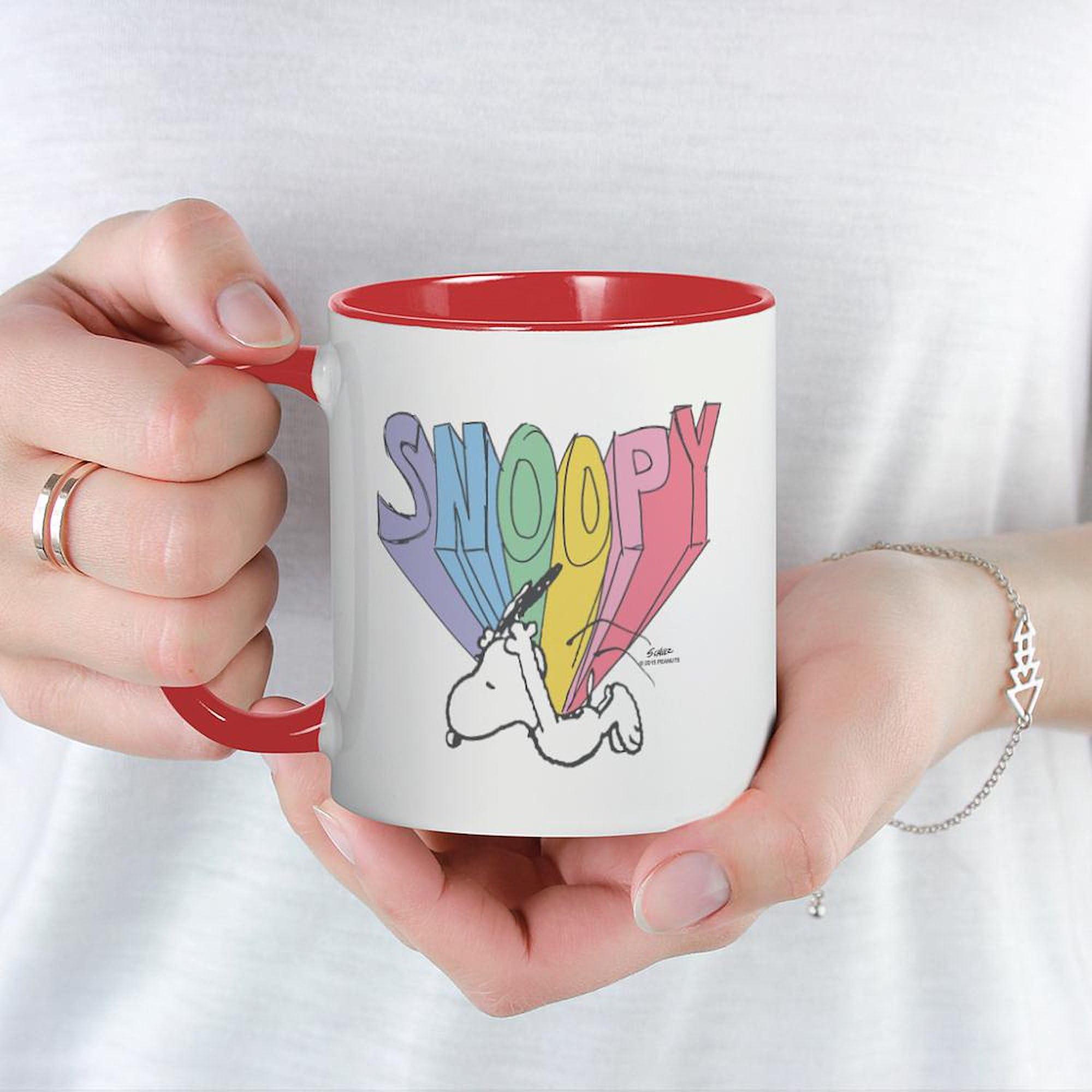 Snoopy Rainbow Ceramic Coffee Mug 11 oz (325 ml) - Colorful & Durable for Hot & Cold Drinks - Perfect for Home, Office, or Gift Giving