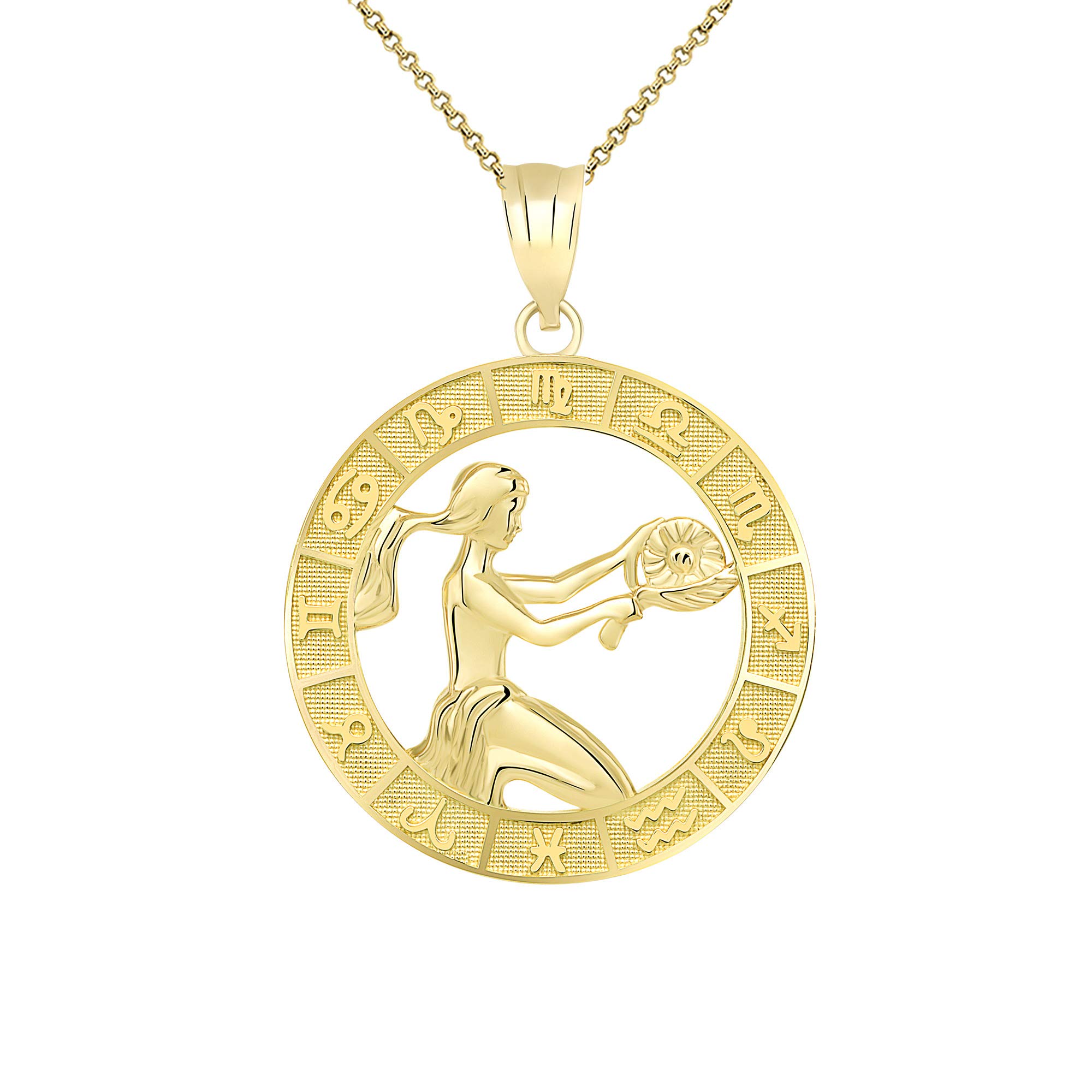10K Yellow Gold Zodiac Pendant Necklace - Elegant Horoscope Jewelry for Women, Perfect Gift for Birthday, Anniversary & Everyday Wear