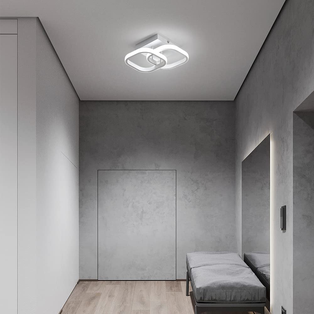 9 Inch Square LED Ceiling Light - Modern White Acrylic Hallway Lighting for Bedroom, Bathroom, Kitchen, Balcony & Stairway (Cool White) | Energy Efficient & Easy Installation for Home & Office Spaces