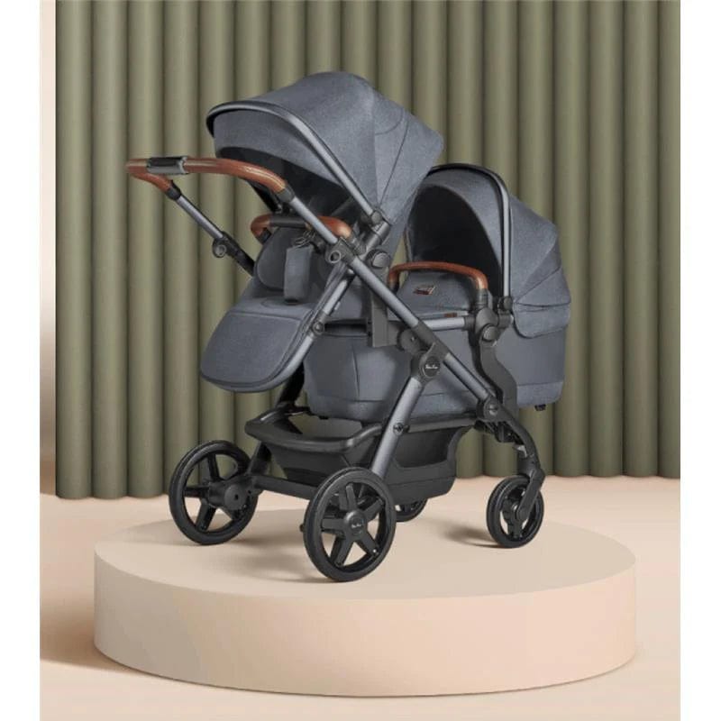 Silver Cross Wave 2022 Twin Stroller - Lightweight Luxury Baby Stroller for Twins with Adjustable Seats | Perfect for City Walks, Shopping & Family Outings