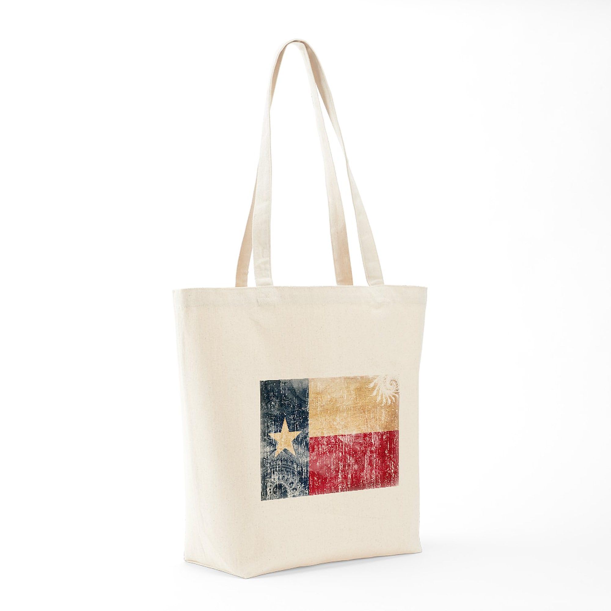 Texas Flag Tote Bag - Natural Canvas Reusable Shopping Bag for Groceries, Beach & Travel | Eco-Friendly Cotton Carryall with Lone Star State Design