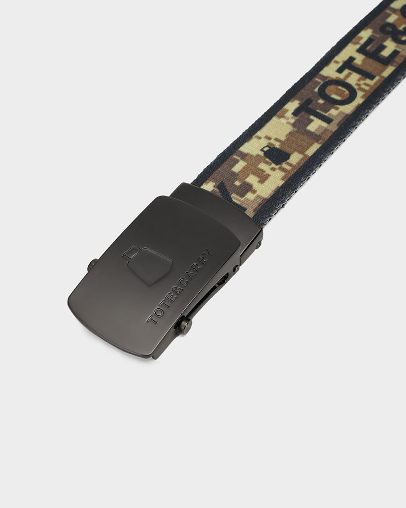 Digital Camouflage Belt in Tangerine Orange - Tactical Military Style Belt for Outdoor, Hunting & Hiking - Adjustable Durable Nylon Webbing Belt for Men