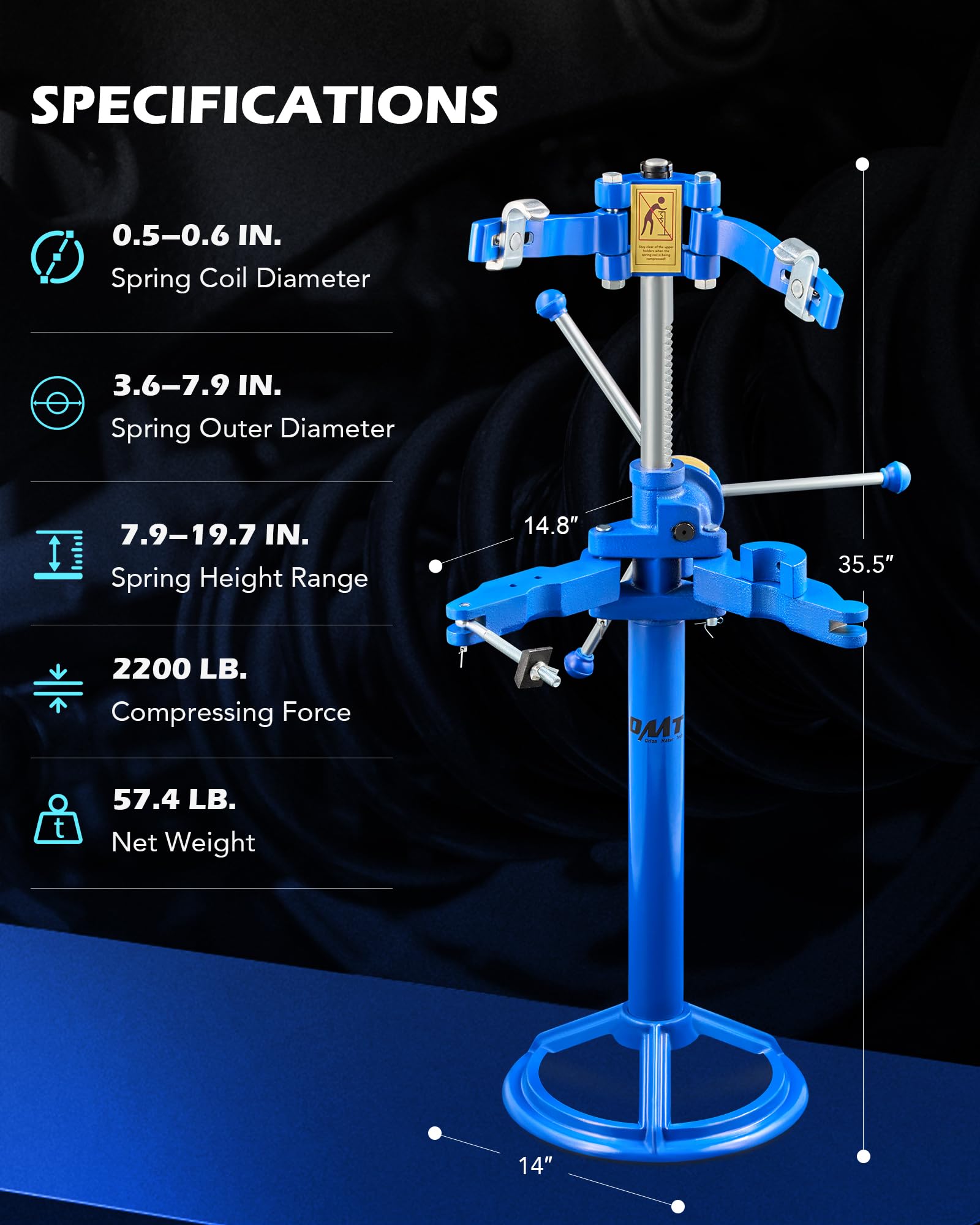 Orion Motor Tech Heavy Duty Strut Spring Compressor Tool - 2200 lb Capacity for 7.9