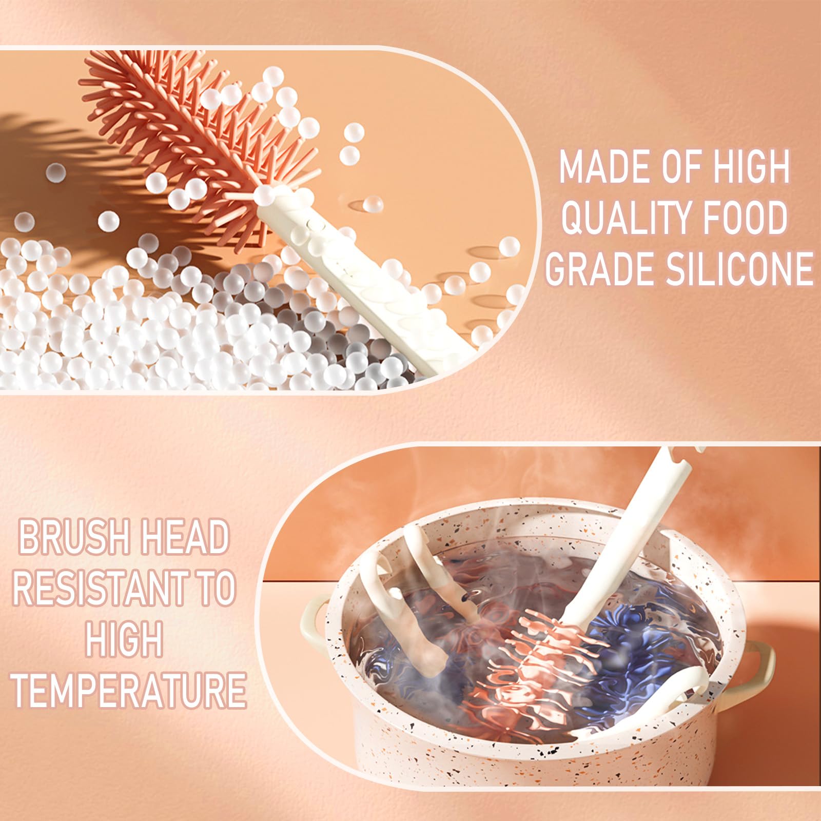 KBAKOS 6-in-1 Baby Bottle Brush Set - Silicone Cleaning Kit for Travel & Home Use