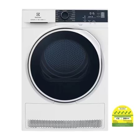 Electrolux EDH804H5WB 8kg Heat Pump Dryer - Energy Efficient, Ultra Quiet & Gentle Fabric Care | Perfect for Apartments, Laundry Rooms & Eco-Friendly Homes