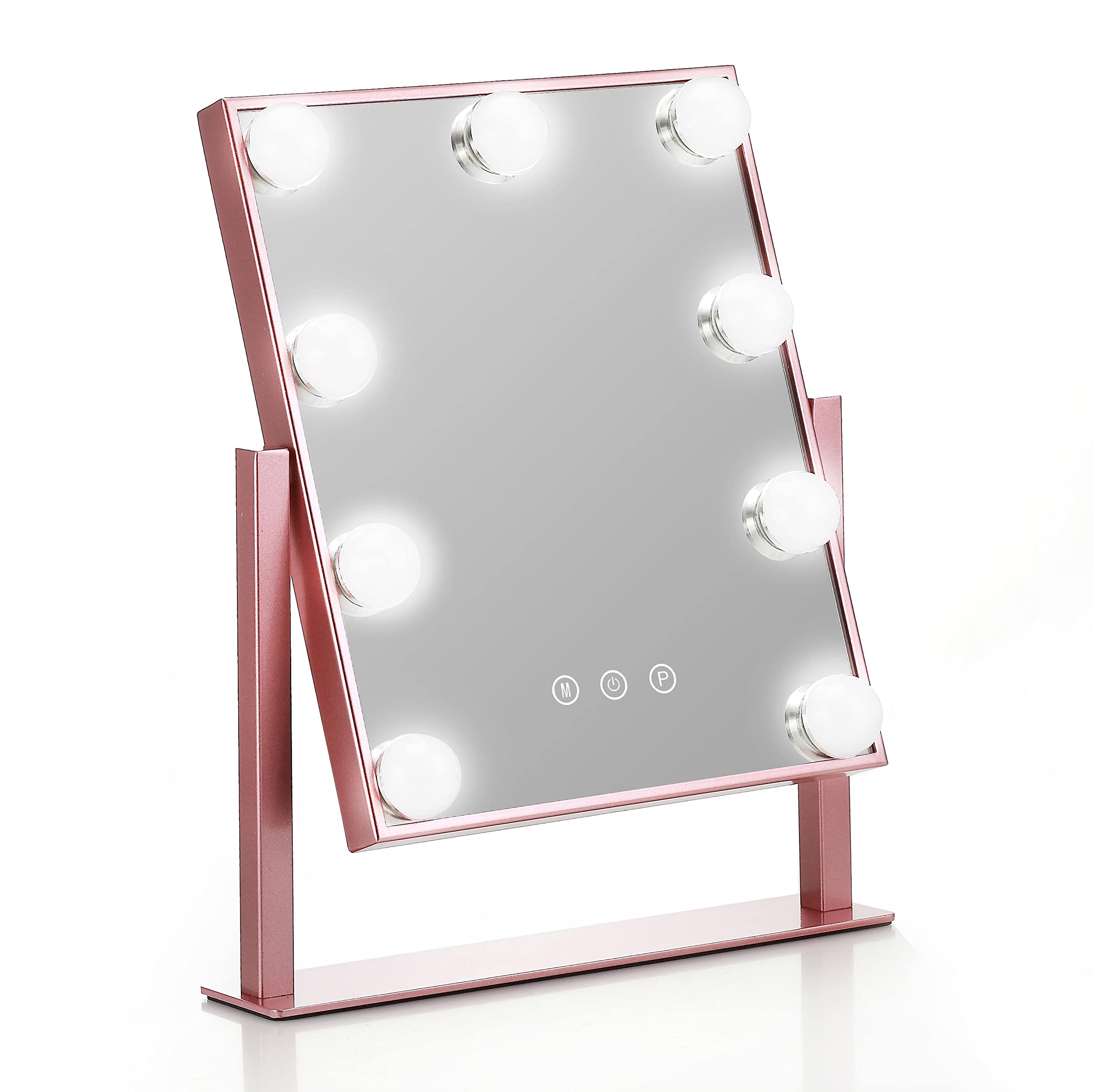 PinkBoss Vanity Mirror with LED Lights - Rose Gold Makeup Mirror for Dressing Table, Travel & Professional Makeup Artists - Perfect for Home, Salon & On-the-Go Touch Ups