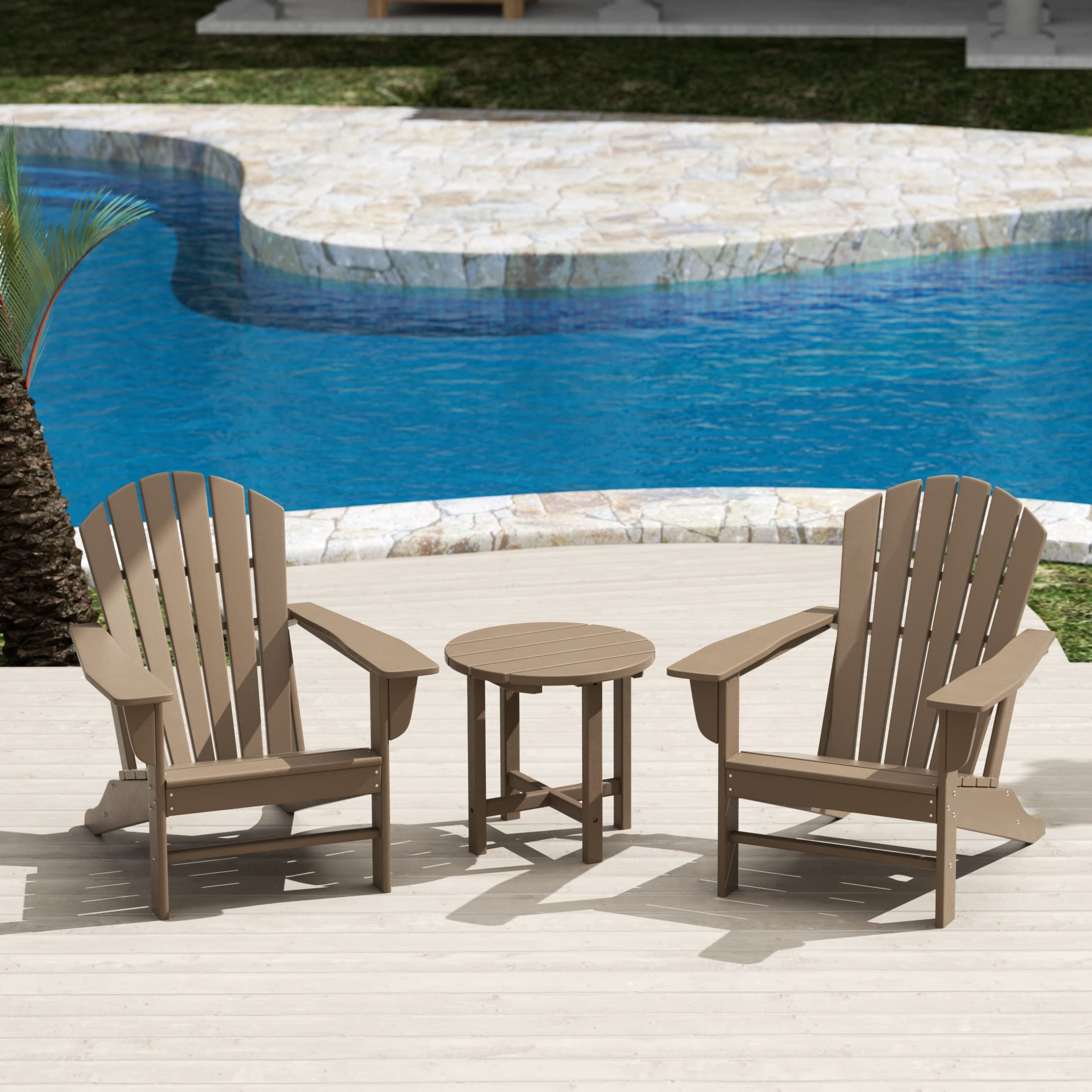 WestinTrends Dylan Outdoor Adirondack Chair with Side Table Set - Patio Furniture for Garden, Deck, Poolside & Backyard Relaxation